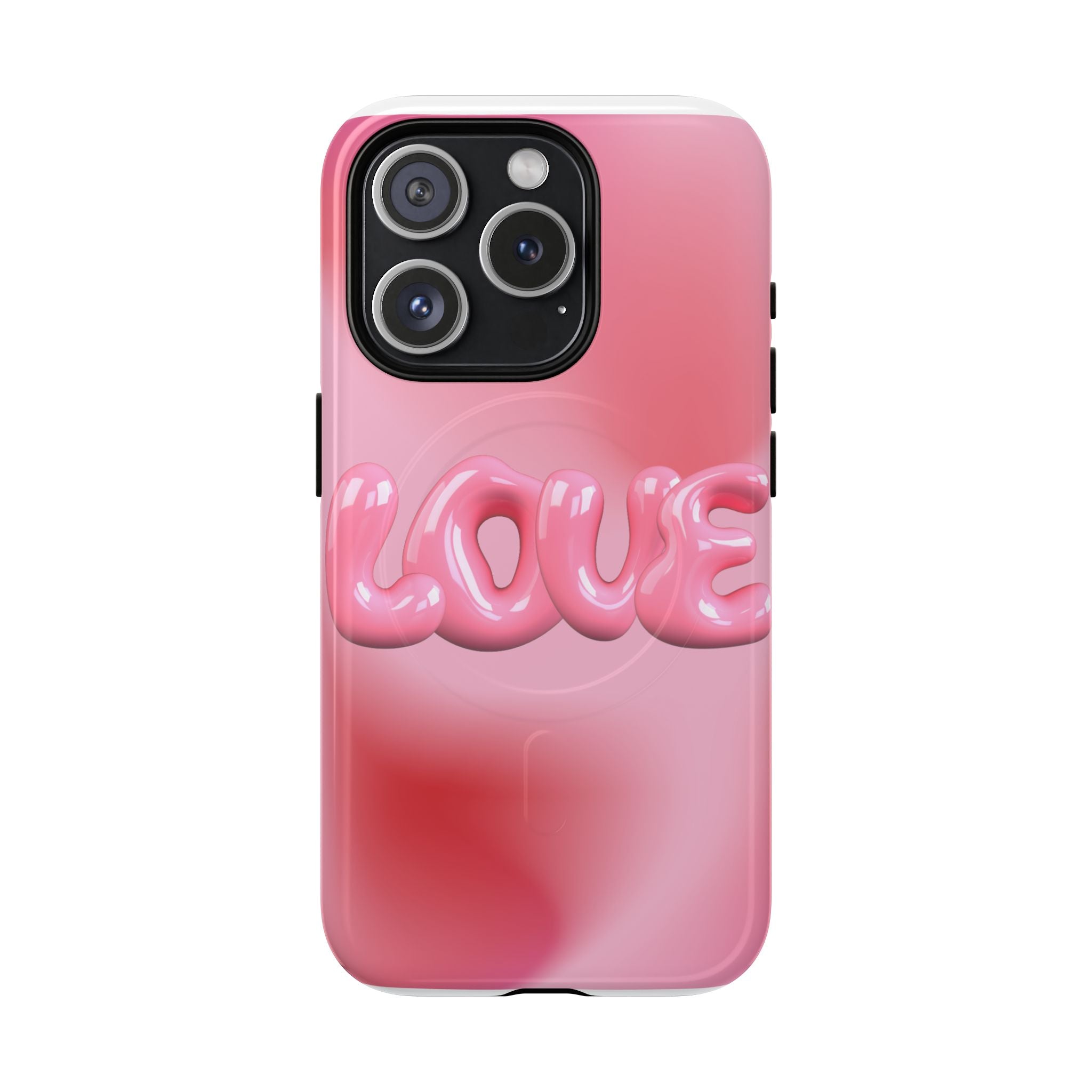 Phone Case — Pink "LOVE" 3D Bubble Tough Magnetic Protective Case