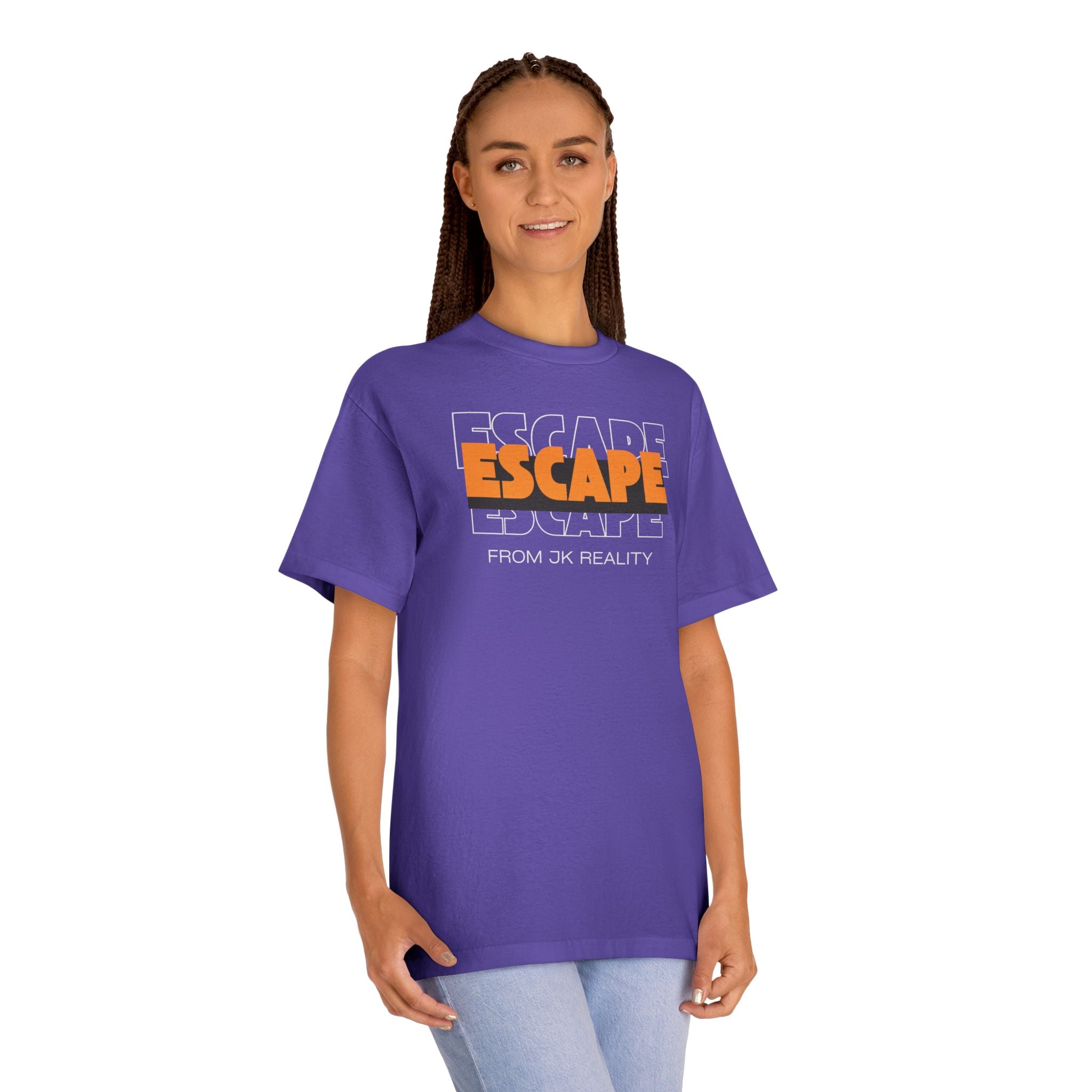 Escape Graphic Tee — Retro Orange Block Letter Unisex Shirt