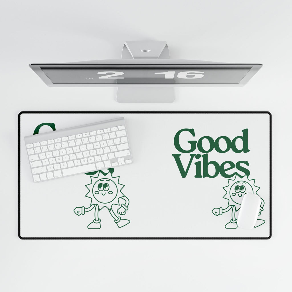 Good Vibes Desk Mat — Retro Sun Character Large Mouse Pad