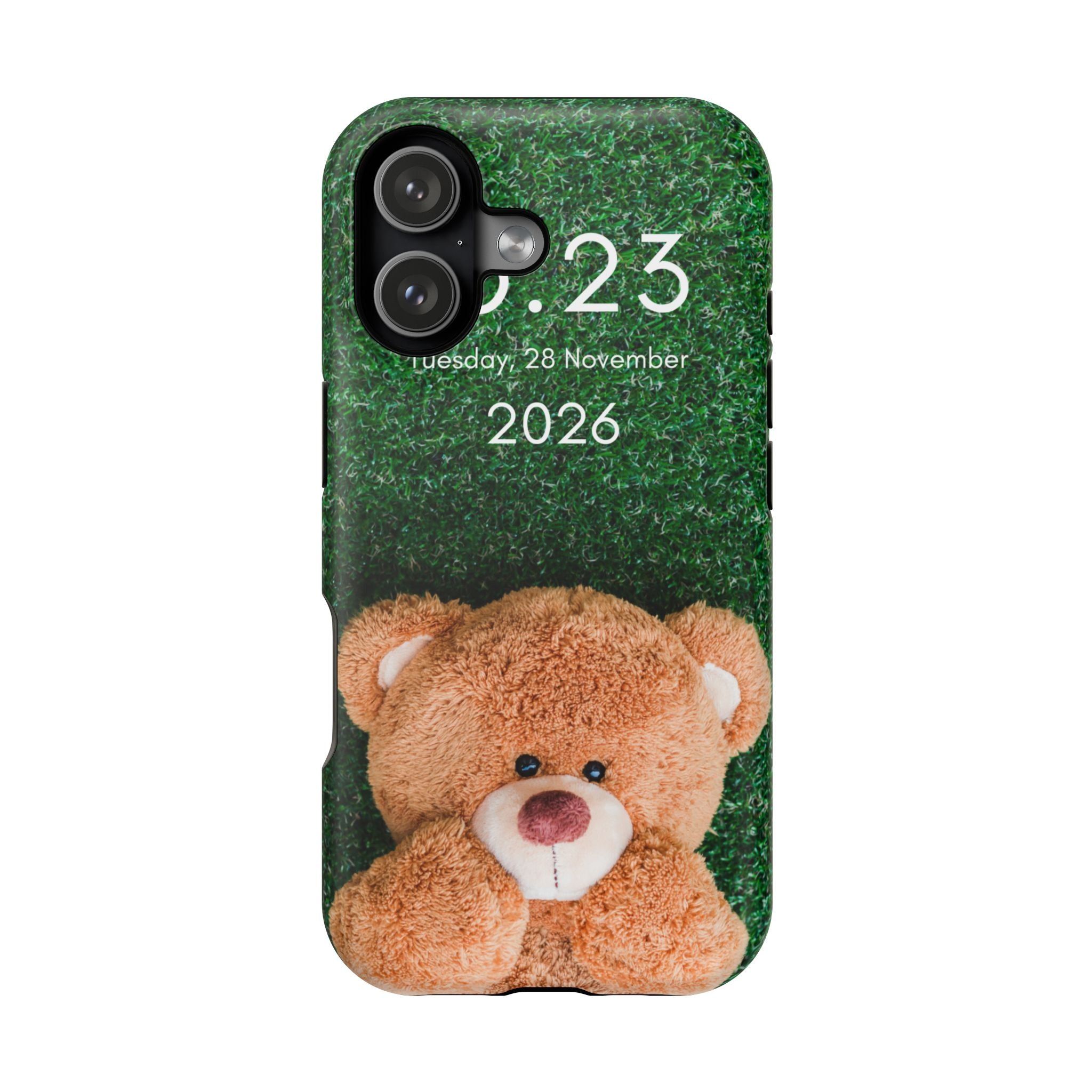 Teddy Bear Grass Phone Case — Cute Plush Toy Design Impact-Resistant Case