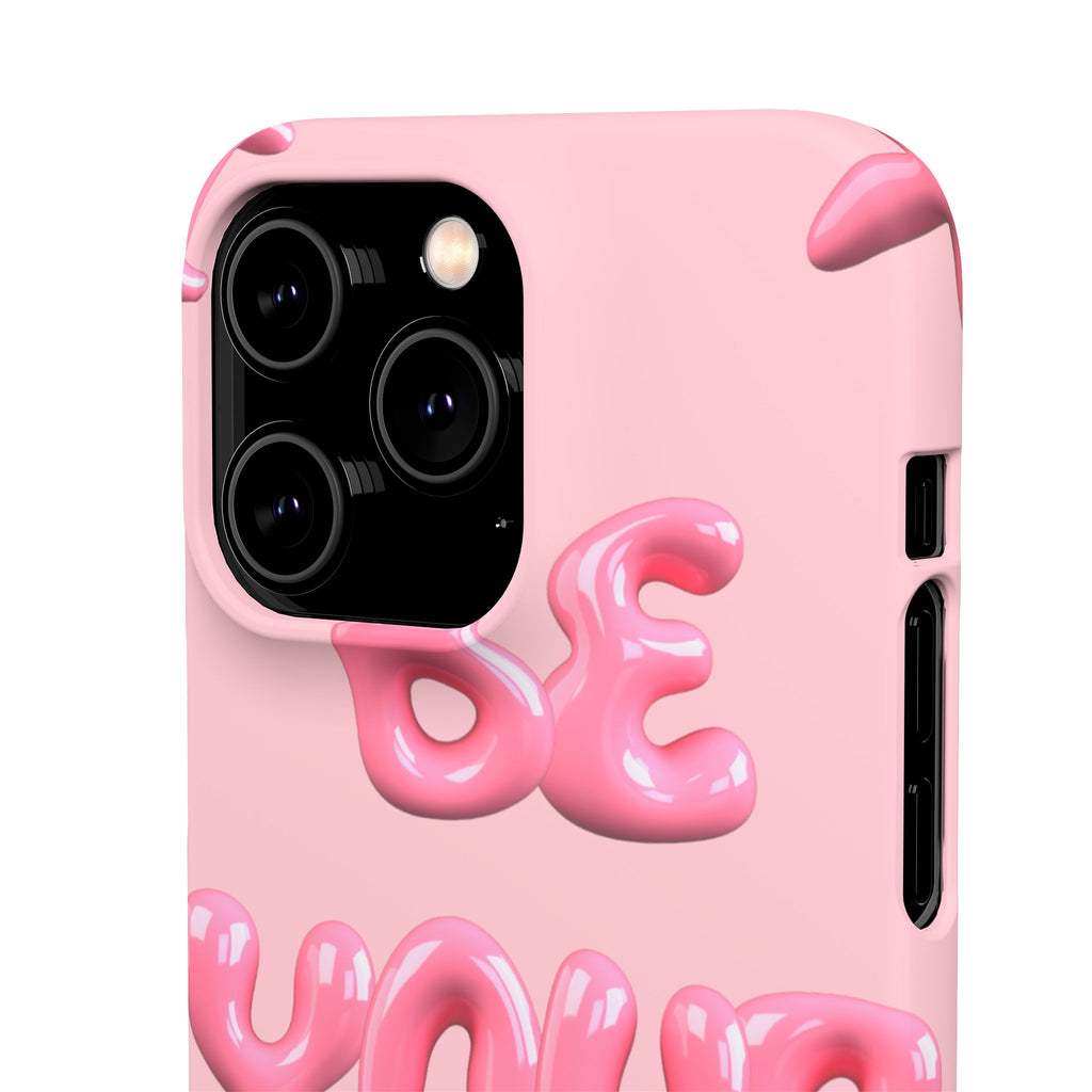 Phone Case - "Be Yourself" Pink Bubble Typography Snap Case