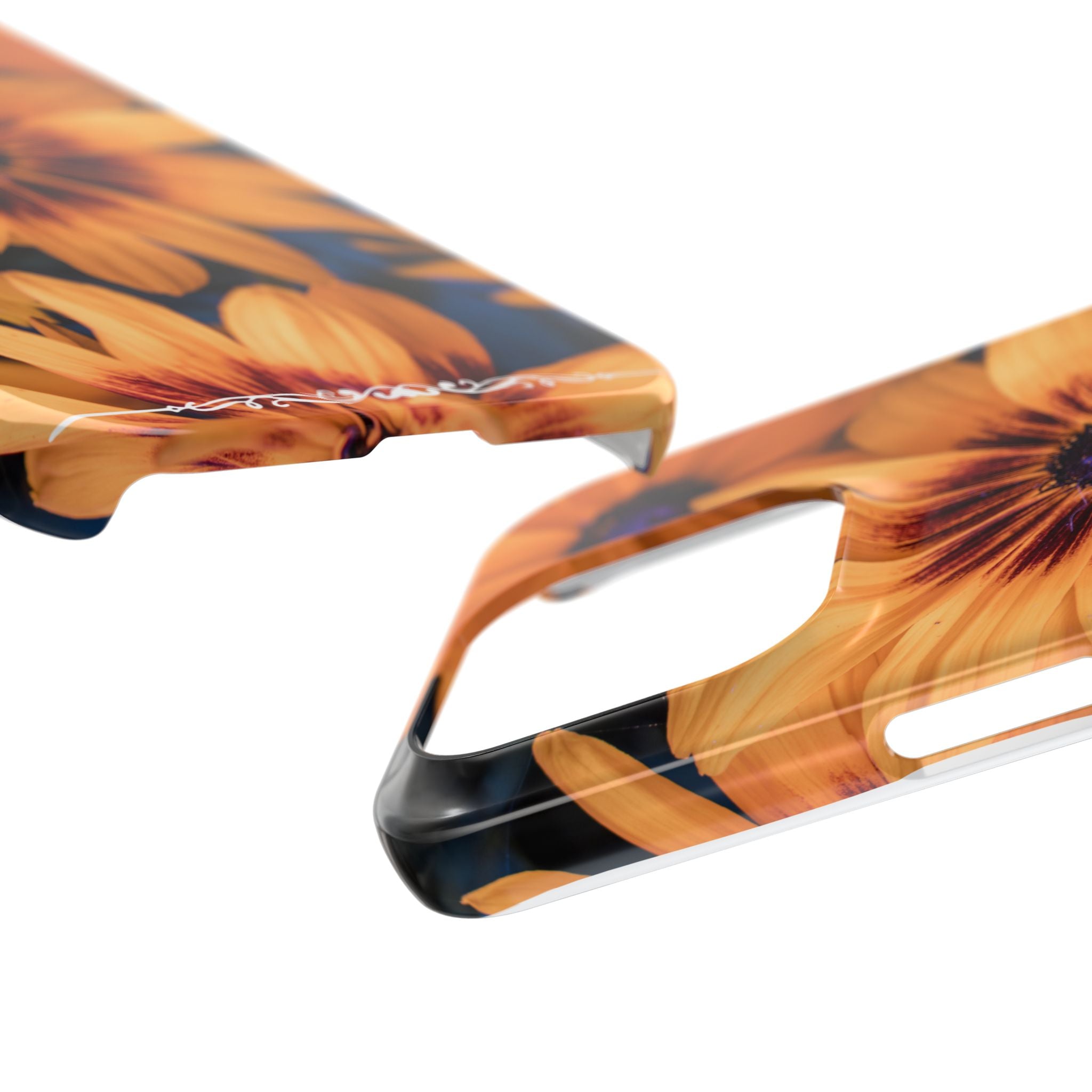 Floral Sunflower Slim Phone Case — Orange Black Daisy Design