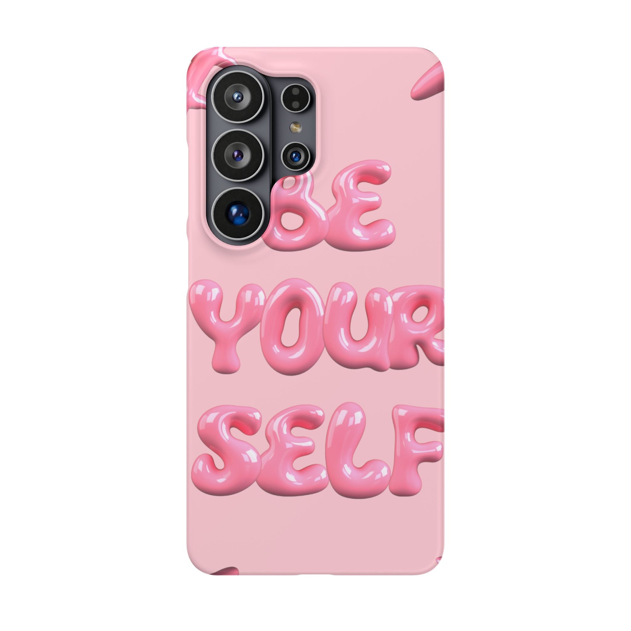 Phone Case - "Be Yourself" Pink Bubble Typography Snap Case