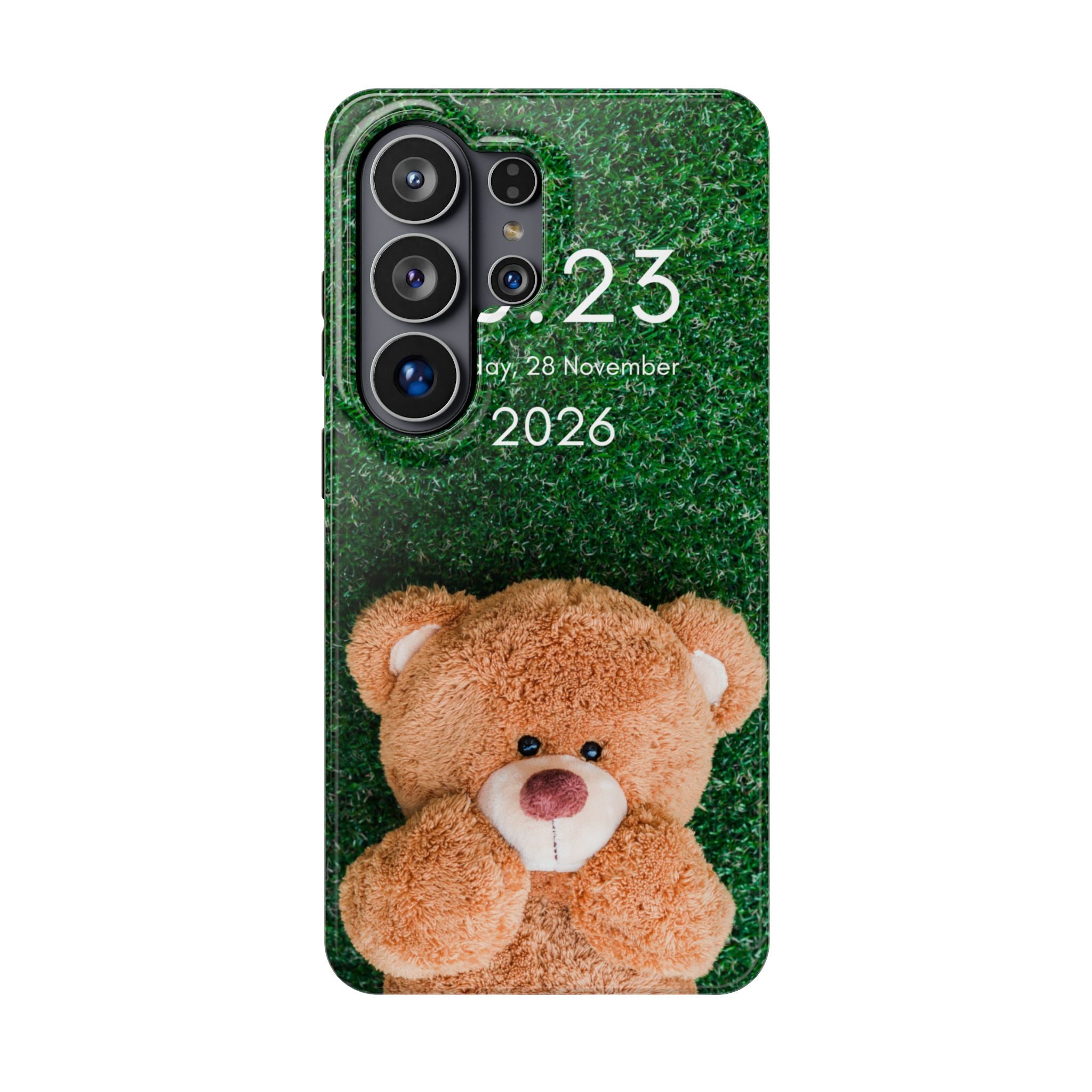 Teddy Bear Grass Phone Case — Cute Plush Toy Design Impact-Resistant Case