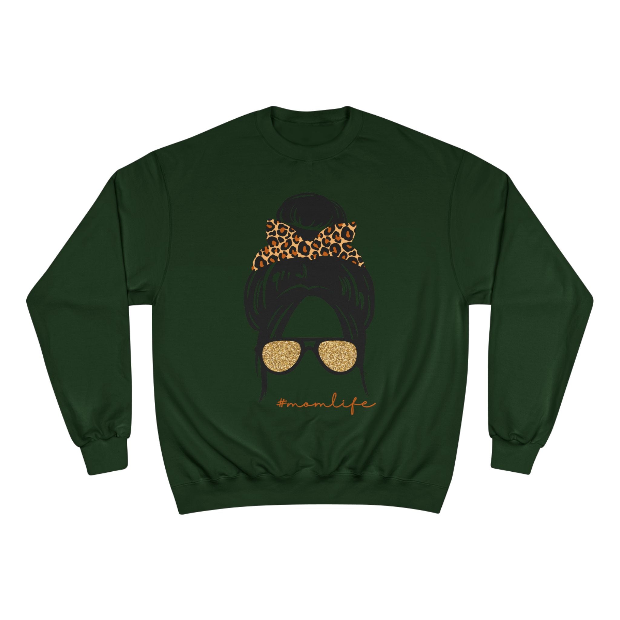Women’s Leopard Messy Bun Sweatshirt — Mama Life Crewneck