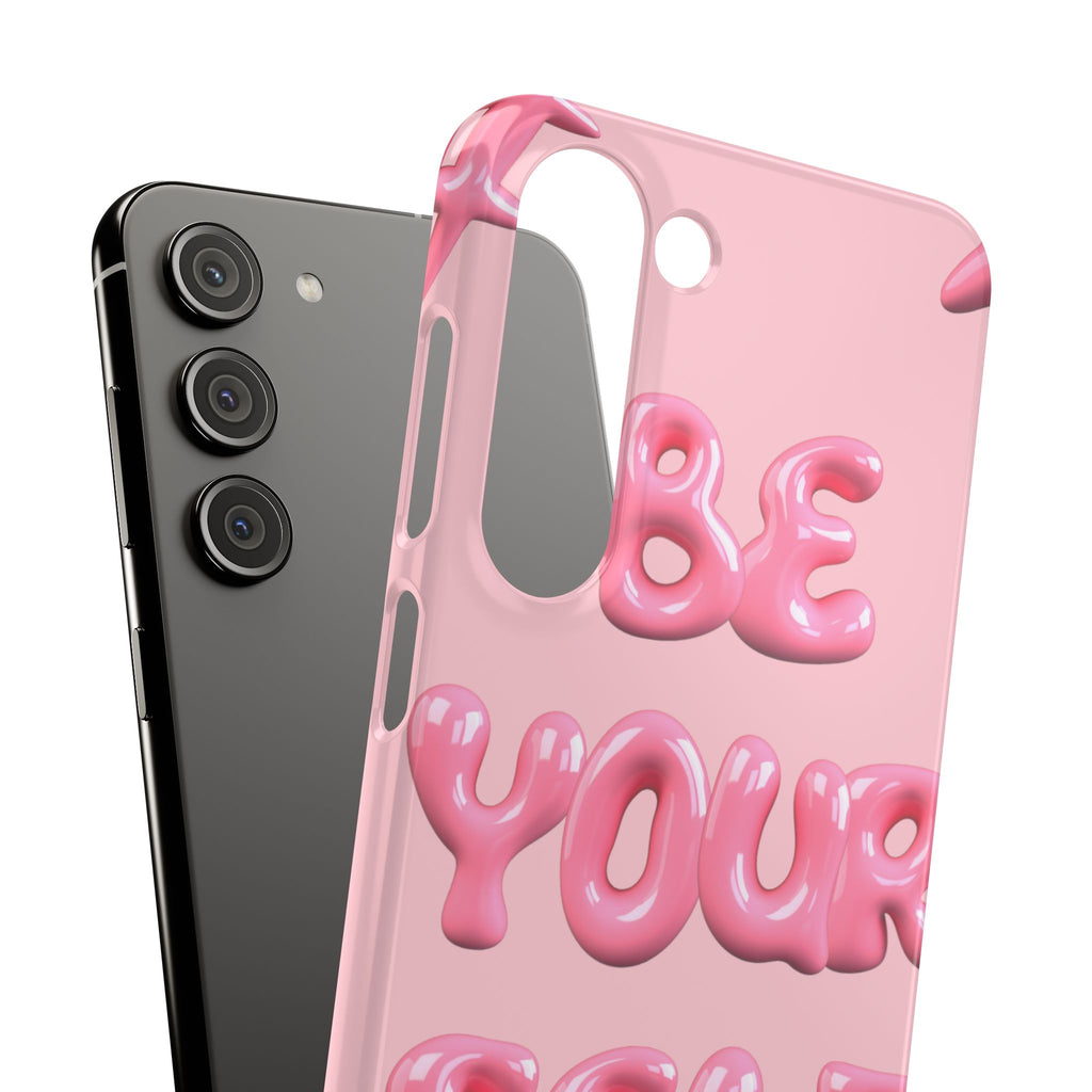 Phone Case - "Be Yourself" Pink Bubble Typography Snap Case