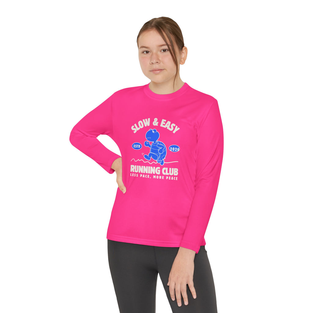 Youth Long Sleeve Tee — "Slow & Easy" Blue Turtle Surf Club Graphic