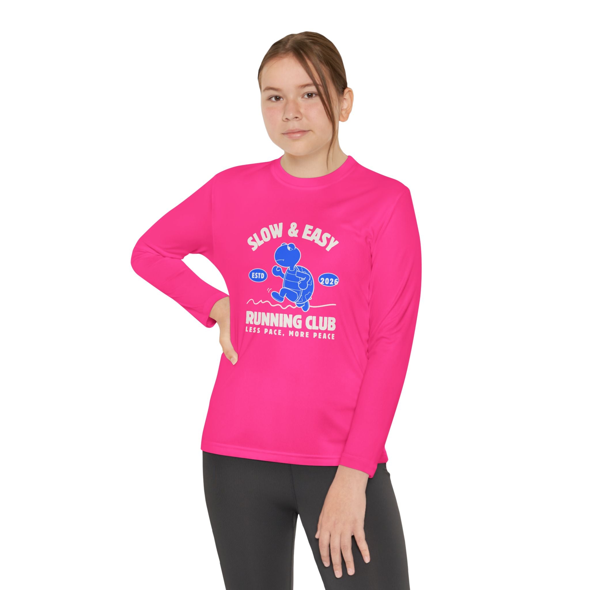 Youth Long Sleeve Tee — "Slow & Easy" Blue Turtle Surf Club Graphic