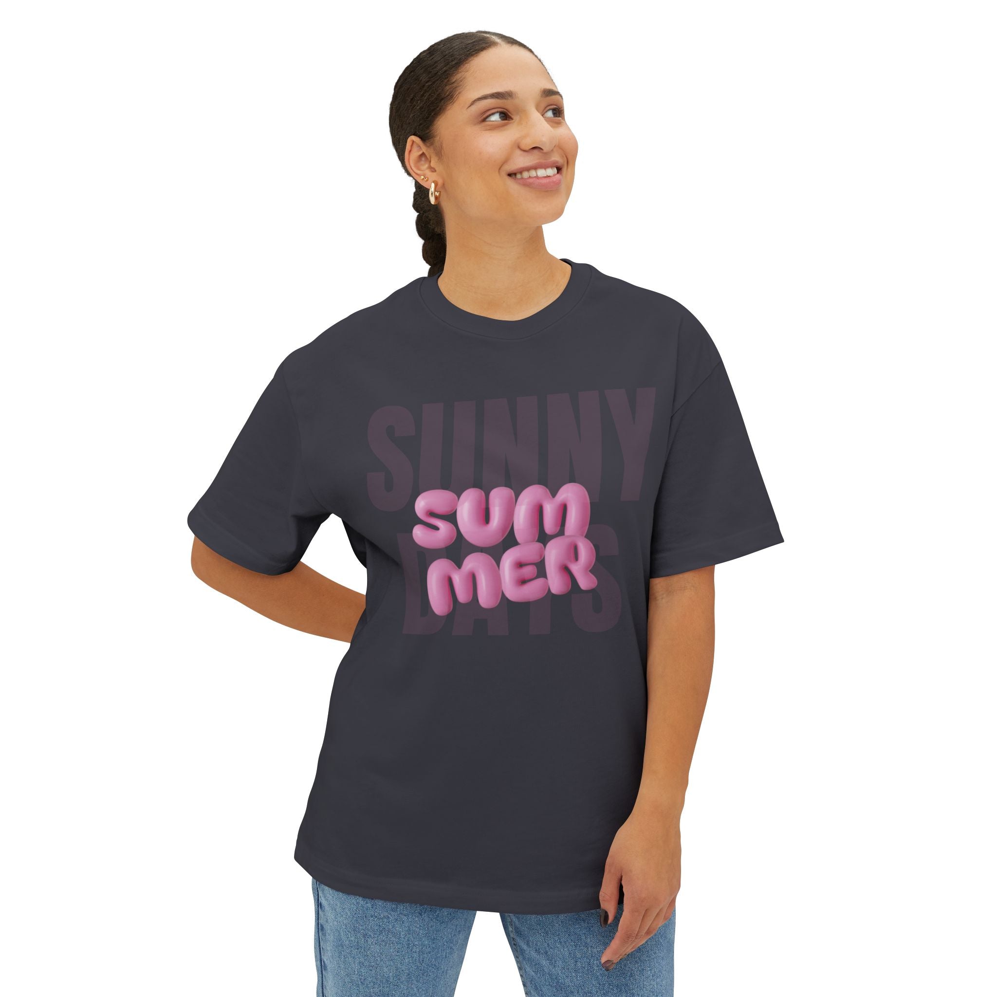 Unisex Summer Bubble Tee — Pink Puffed Letter Graphic T-Shirt