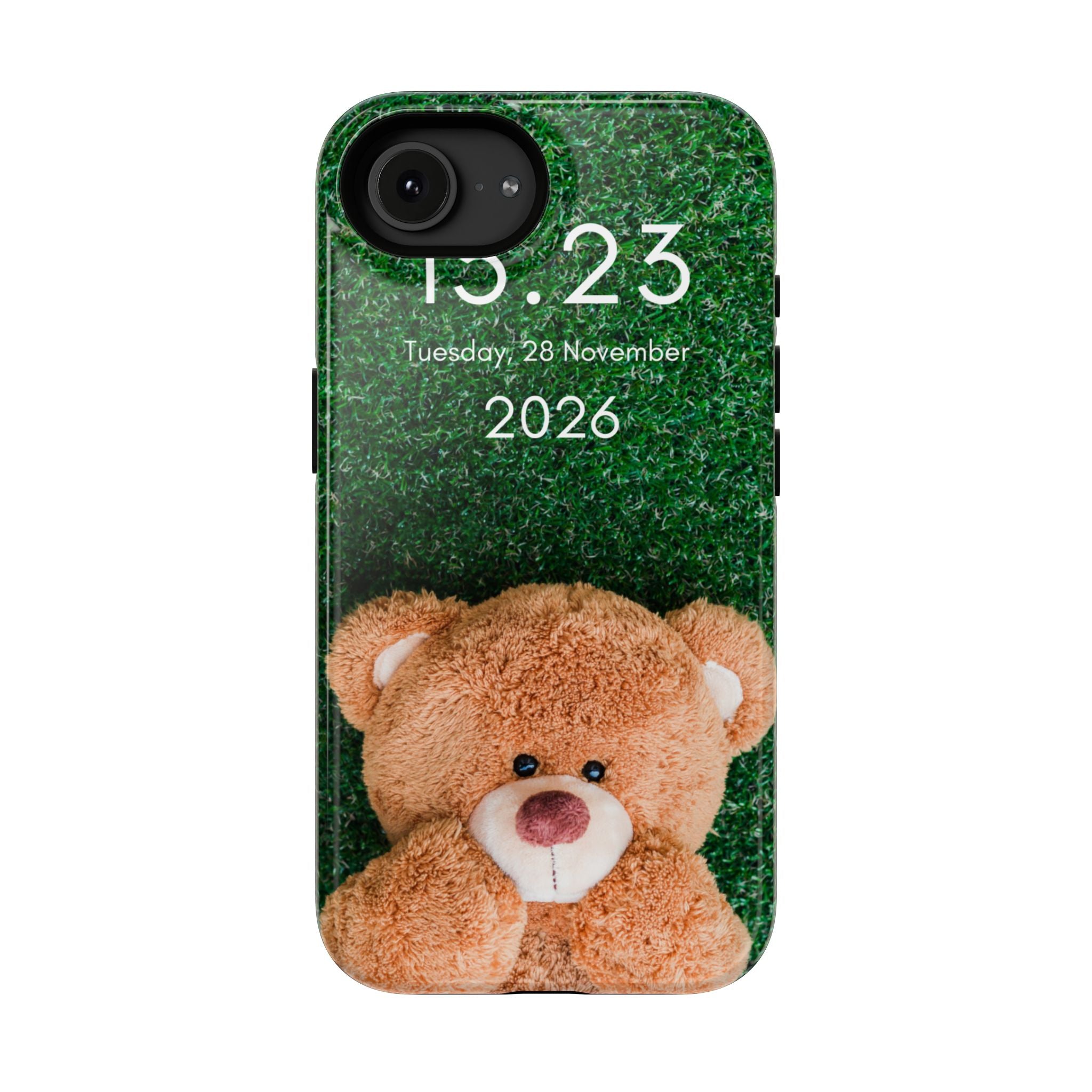 Teddy Bear Grass Phone Case — Cute Plush Toy Design Impact-Resistant Case