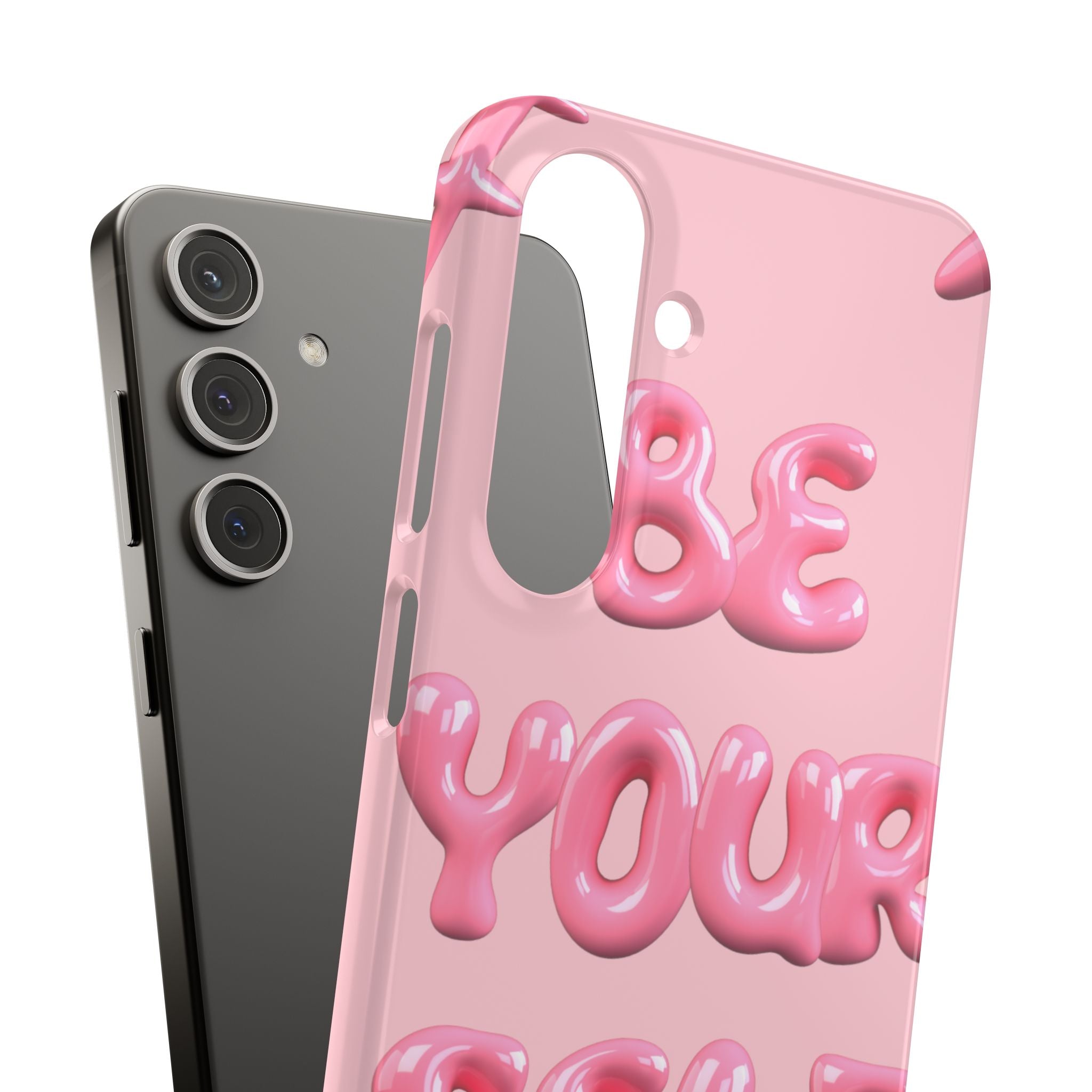 Phone Case — Pink "Be Yourself" Self-Love Protective Snap Case