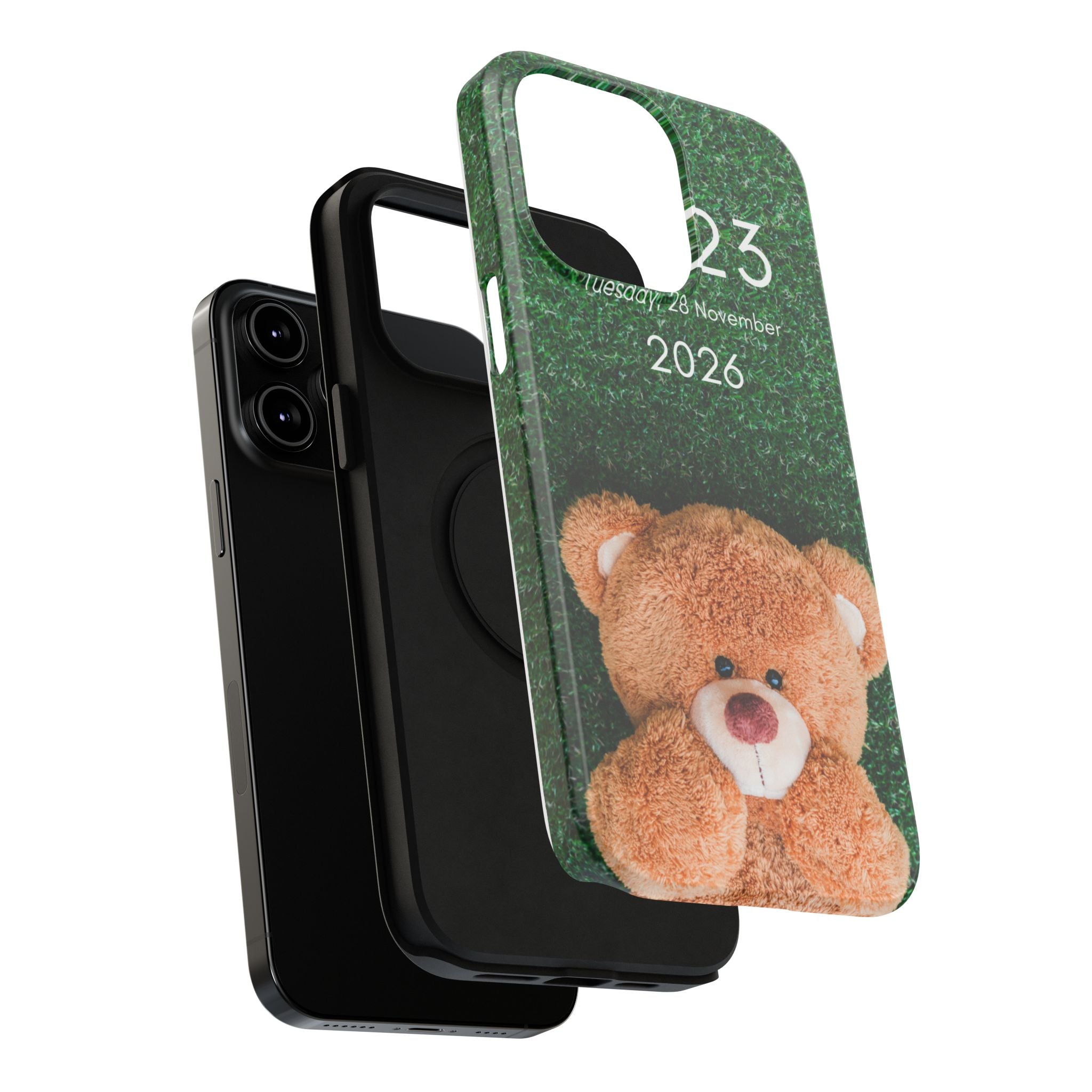 Teddy Bear Grass Phone Case — Cute Plush Toy Design Impact-Resistant Case