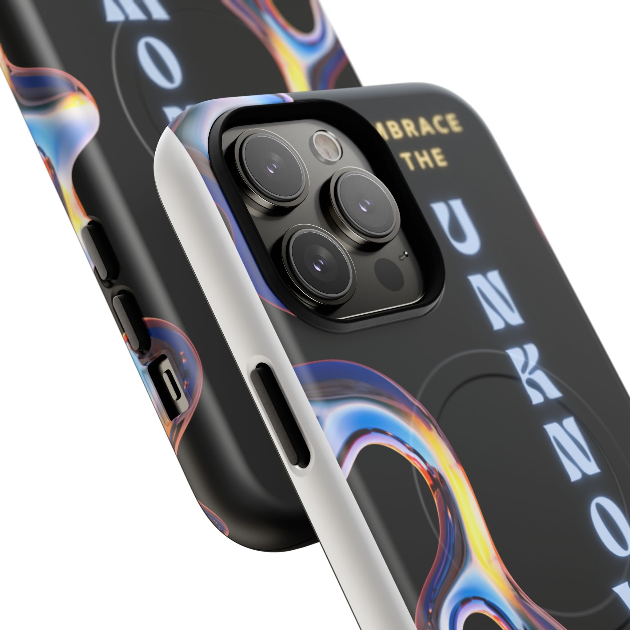 Tough Magnetic Case — "Embrace the Unknown" Black Iridescent Phone Cover