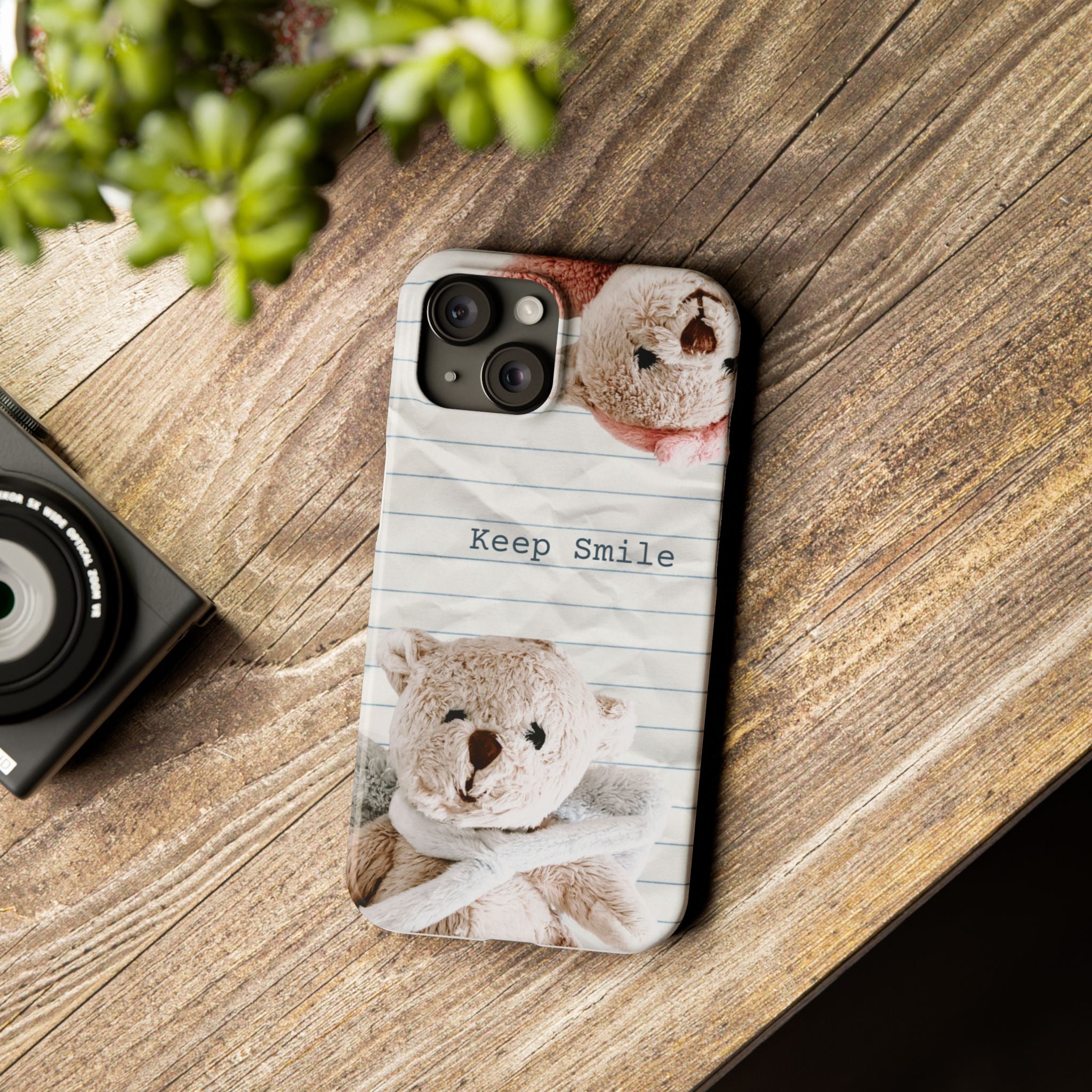 Slim Phone Case — ‘Keep Smile’ Teddy Bear Cute Protective Cover