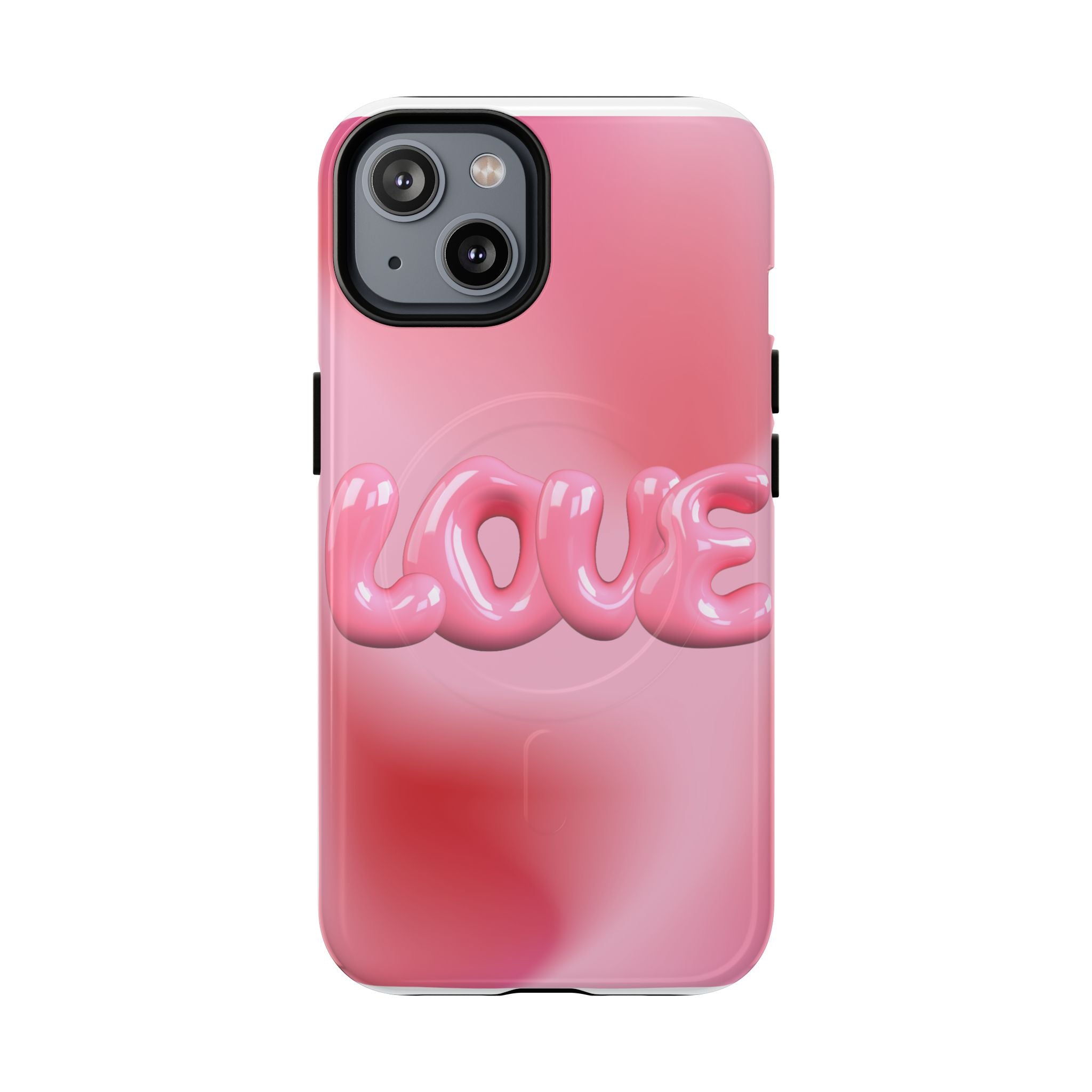 Phone Case — Pink "LOVE" 3D Bubble Tough Magnetic Protective Case