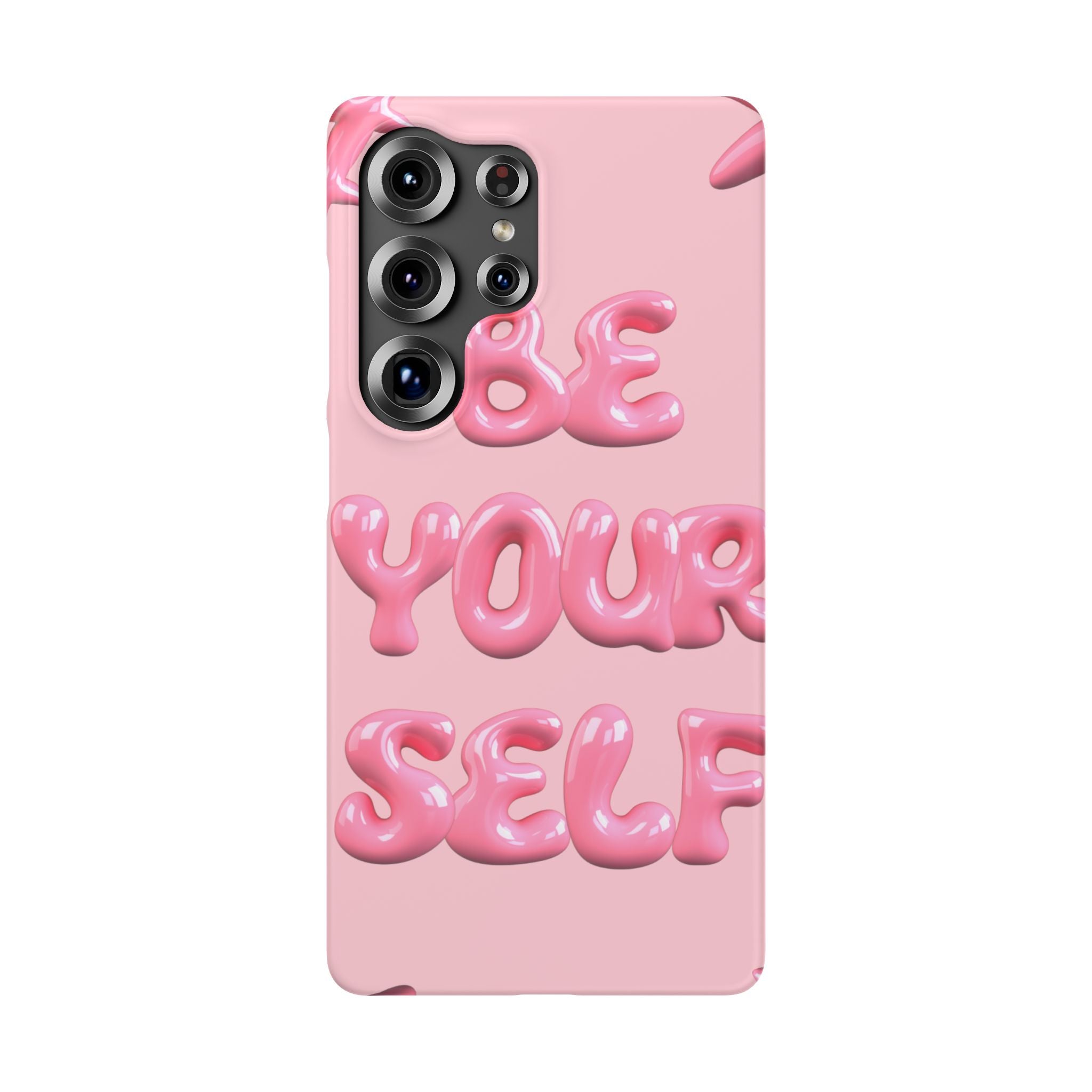 Phone Case - "Be Yourself" Pink Bubble Typography Snap Case