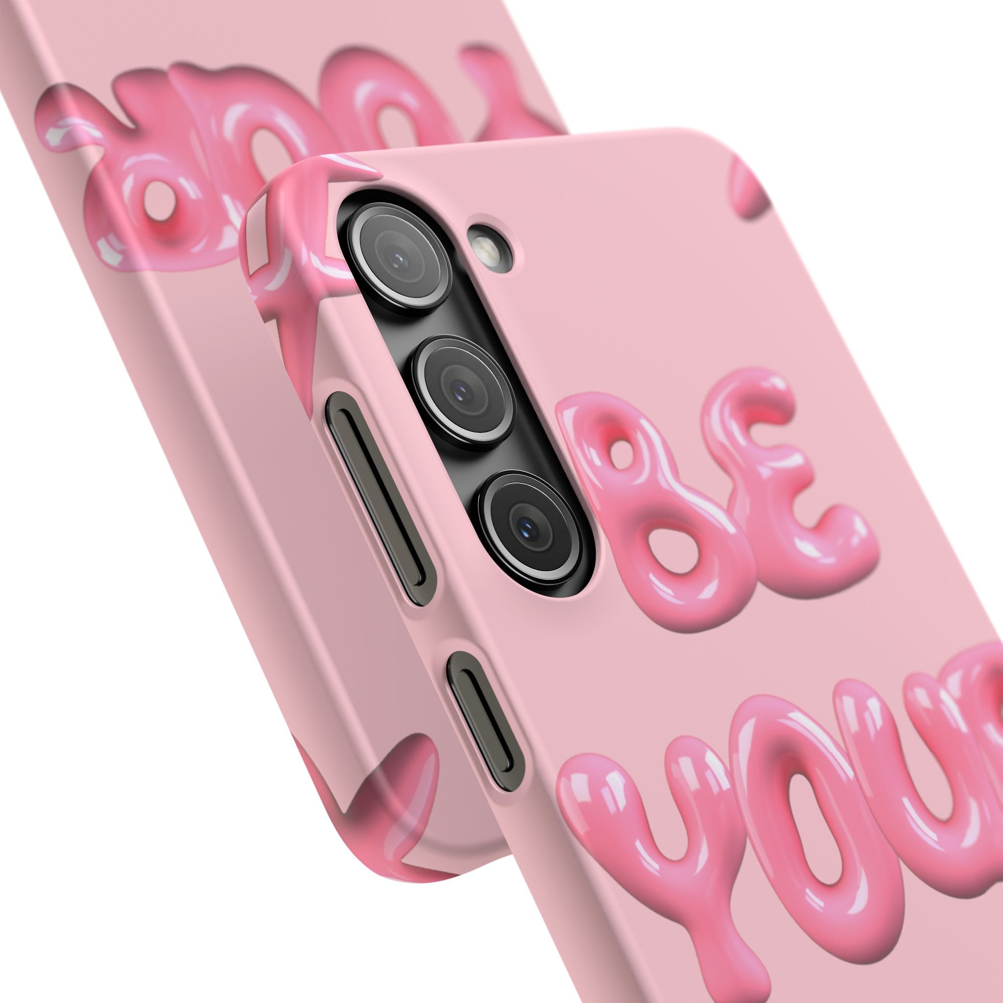 Phone Case - "Be Yourself" Pink Bubble Typography Snap Case