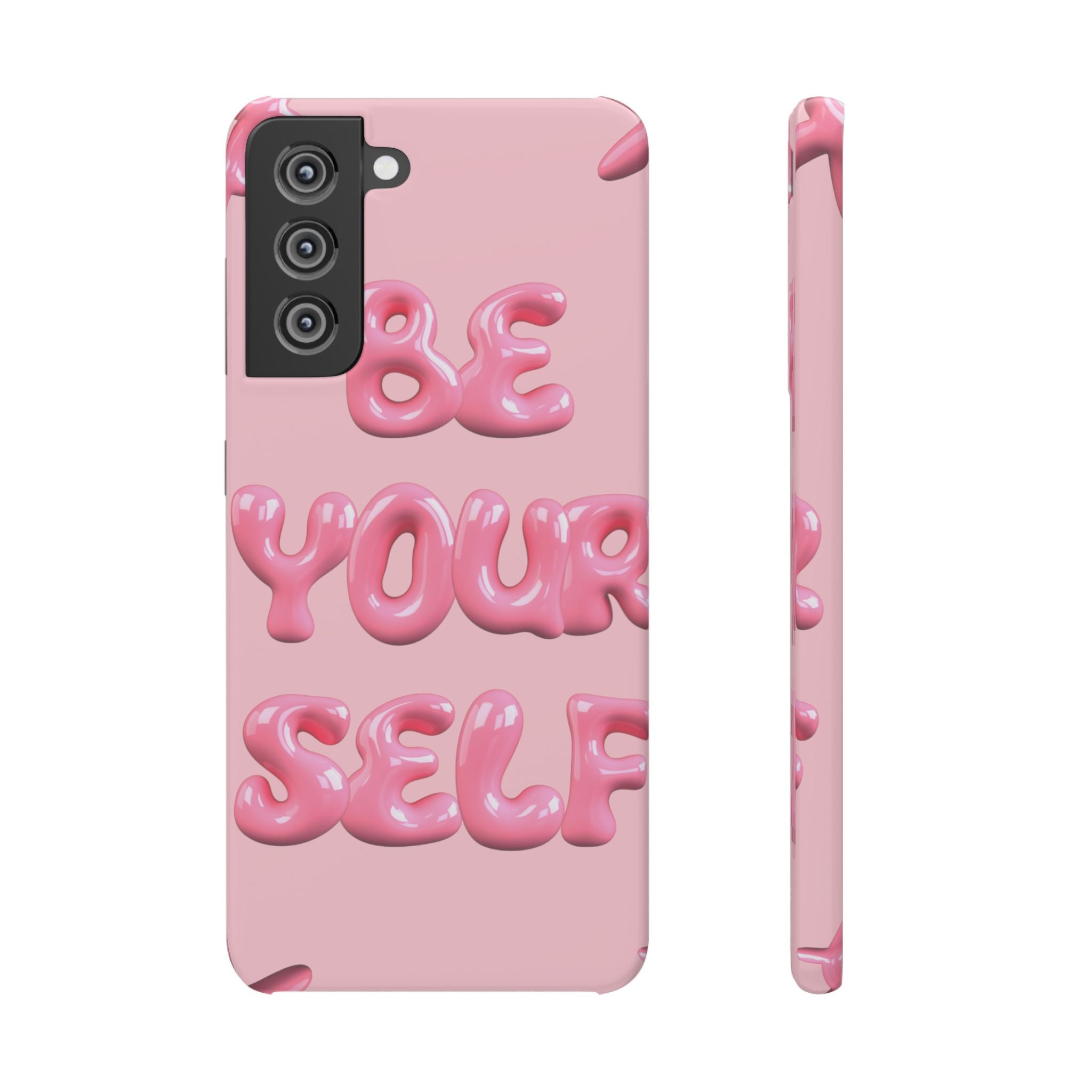 Phone Case - "Be Yourself" Pink Bubble Typography Snap Case