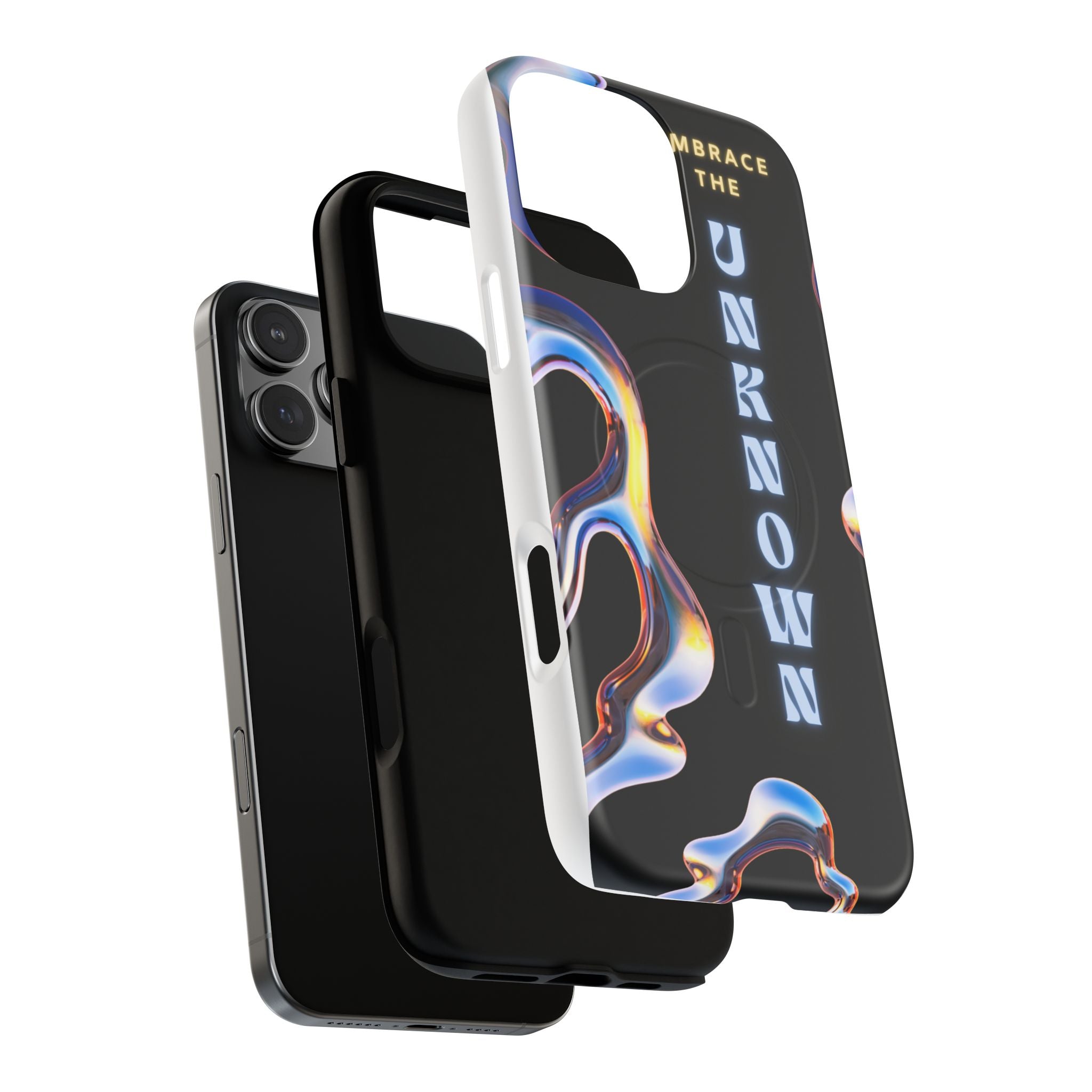 Tough Magnetic Case — "Embrace the Unknown" Black Iridescent Phone Cover
