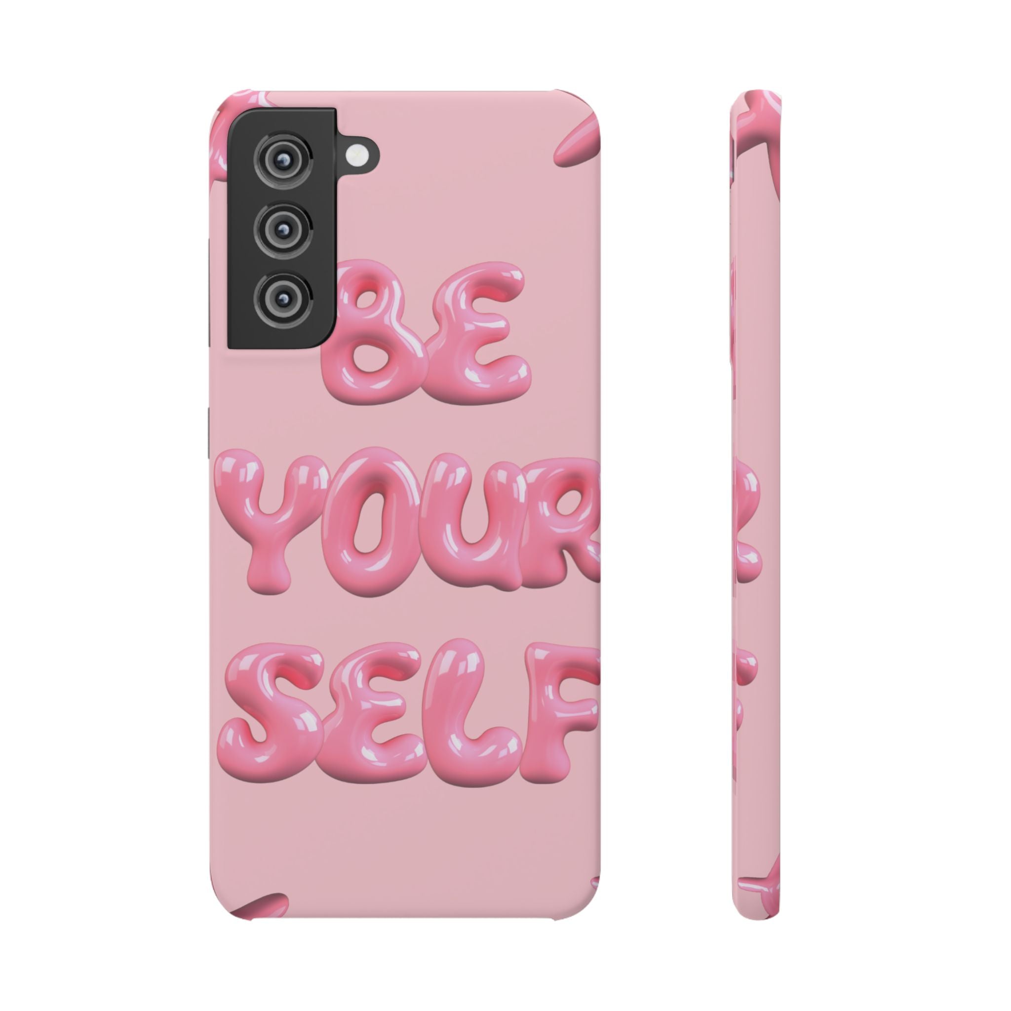Phone Case - "Be Yourself" Pink Bubble Typography Snap Case