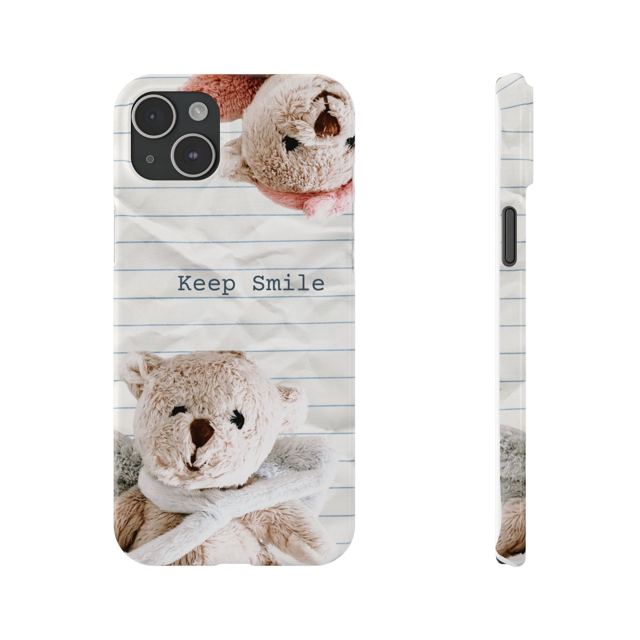 Slim Phone Case — ‘Keep Smile’ Teddy Bear Cute Protective Cover