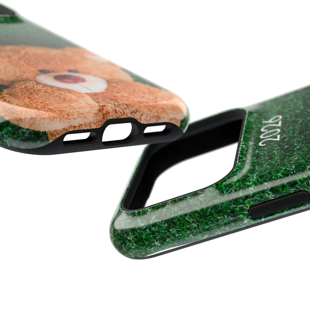 Teddy Bear Grass Phone Case — Cute Plush Toy Design Impact-Resistant Case