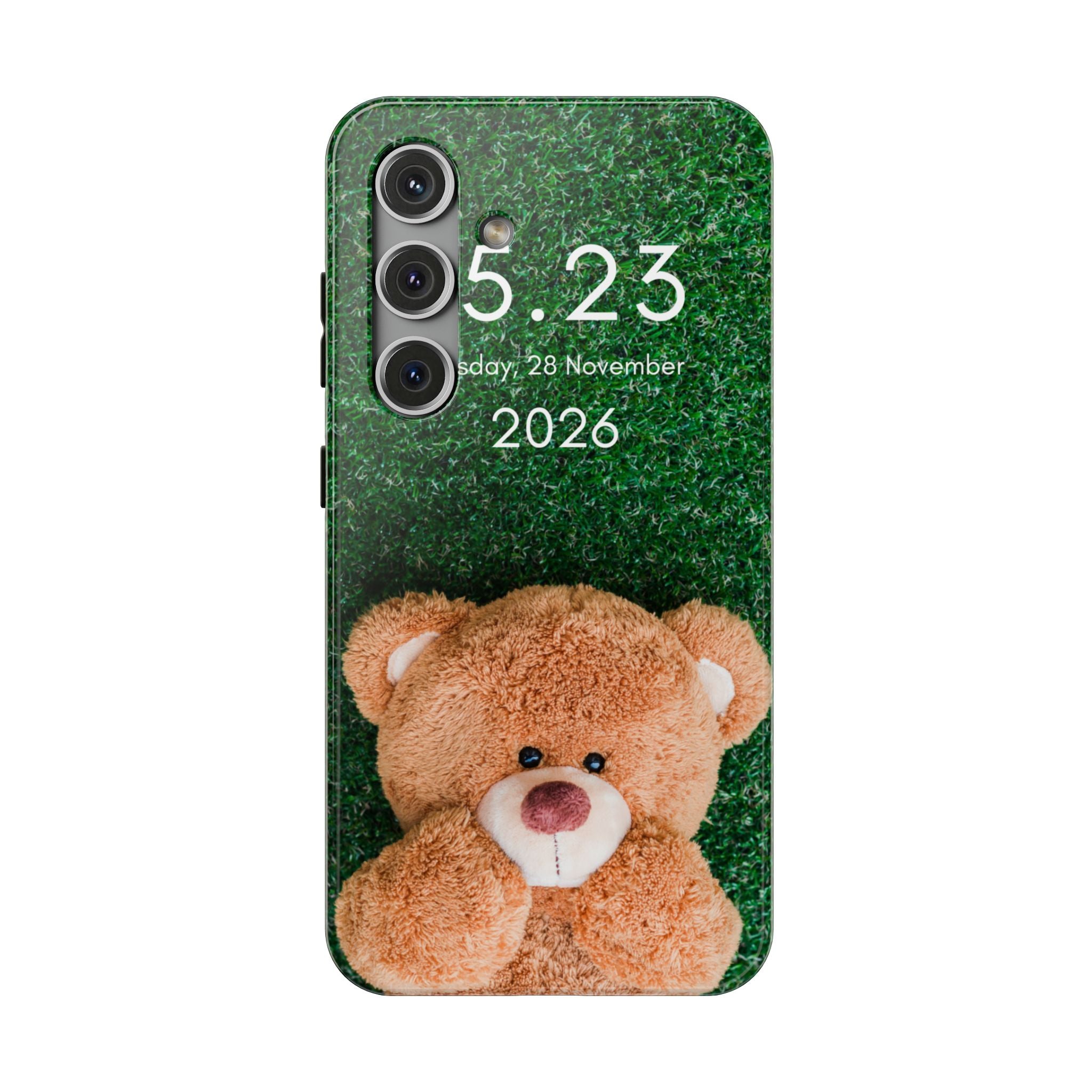 Teddy Bear Grass Phone Case — Cute Plush Toy Design Impact-Resistant Case