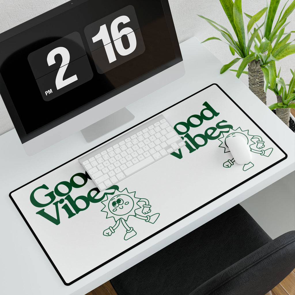 Good Vibes Desk Mat — Retro Sun Character Large Mouse Pad
