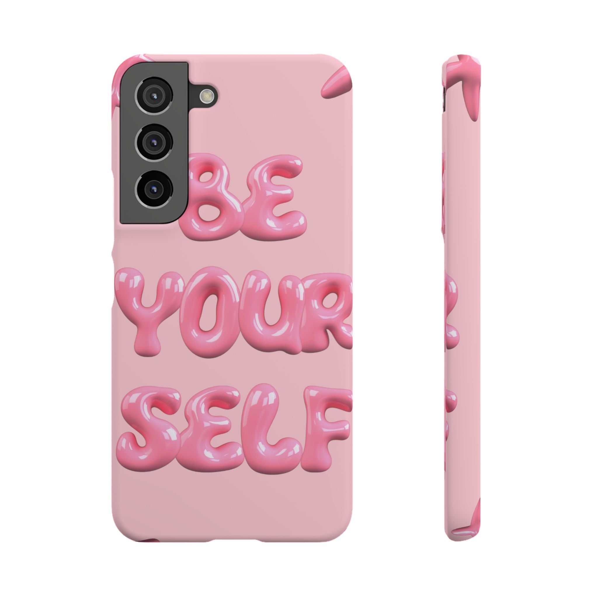 Phone Case - "Be Yourself" Pink Bubble Typography Snap Case