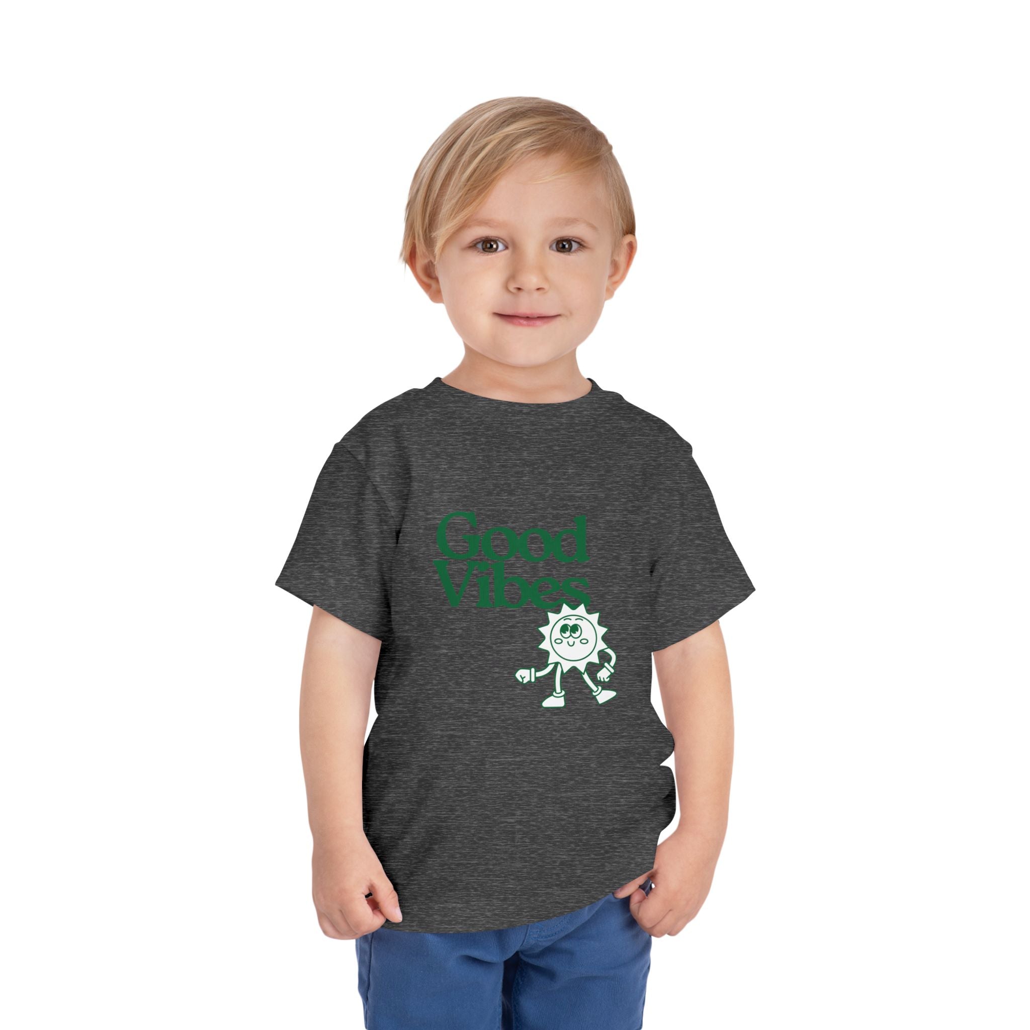 Good Vibes Toddler Tee — Cute Retro Sun Graphic Kids T‑Shirt