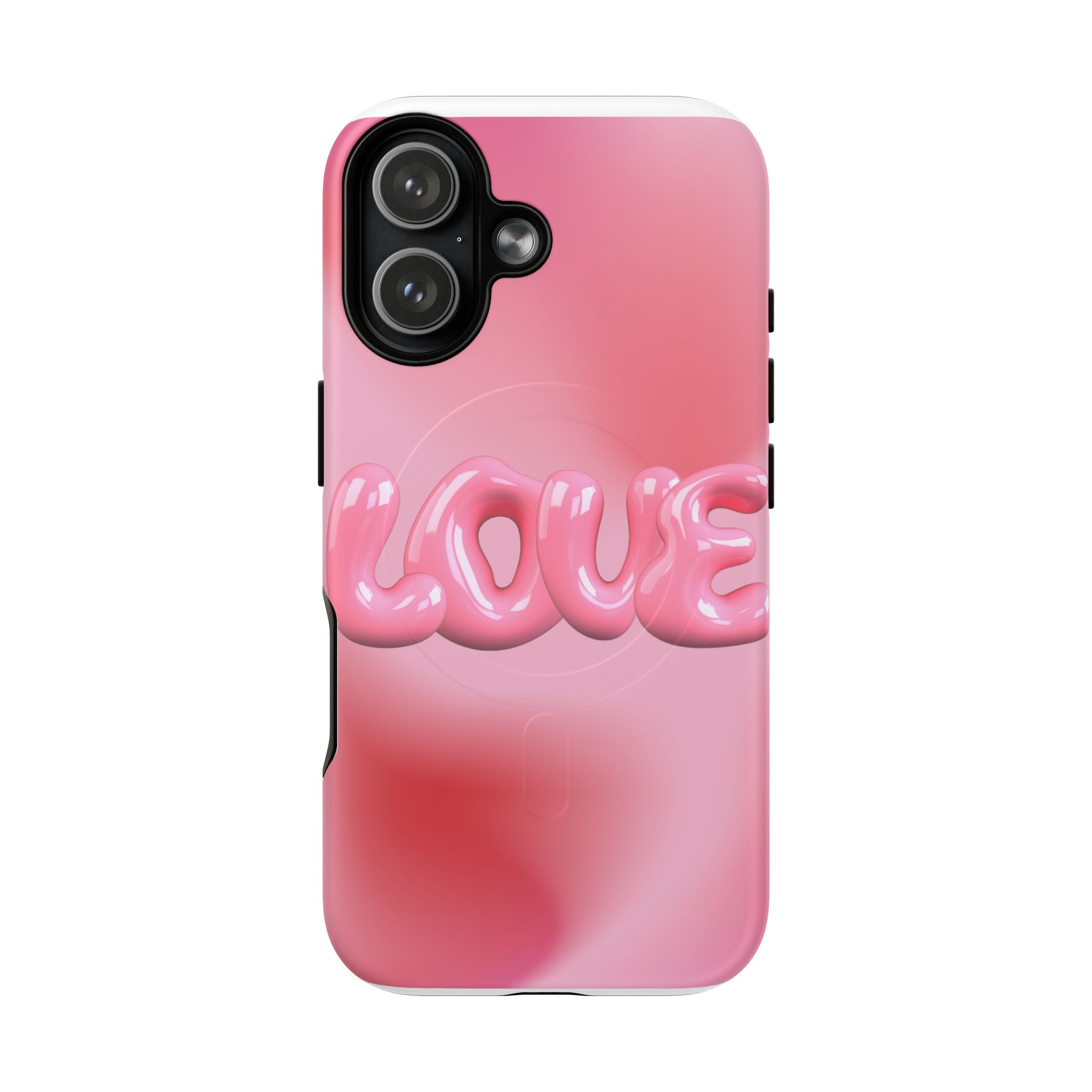 Phone Case — Pink "LOVE" 3D Bubble Tough Magnetic Protective Case