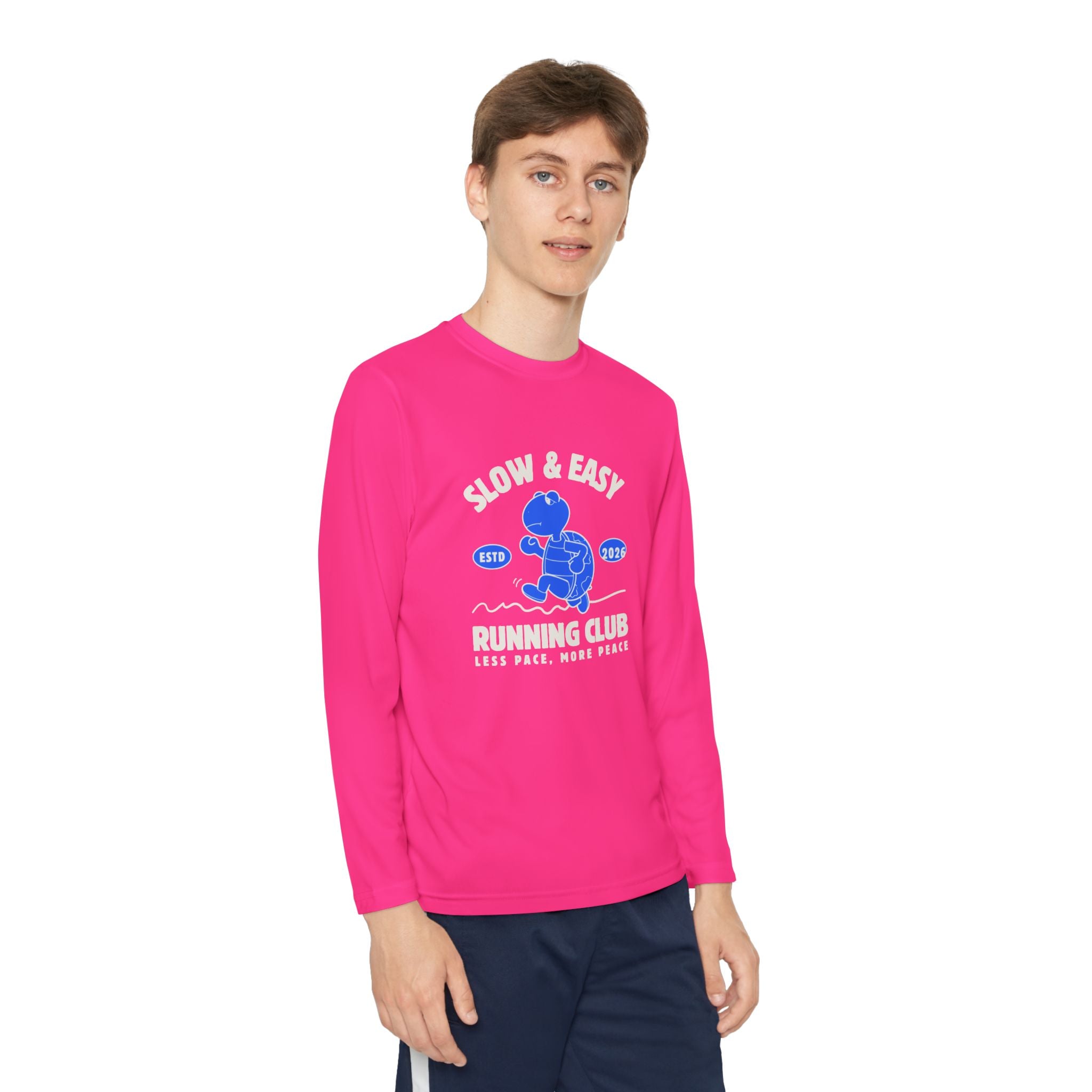 Youth Long Sleeve Tee — "Slow & Easy" Blue Turtle Surf Club Graphic