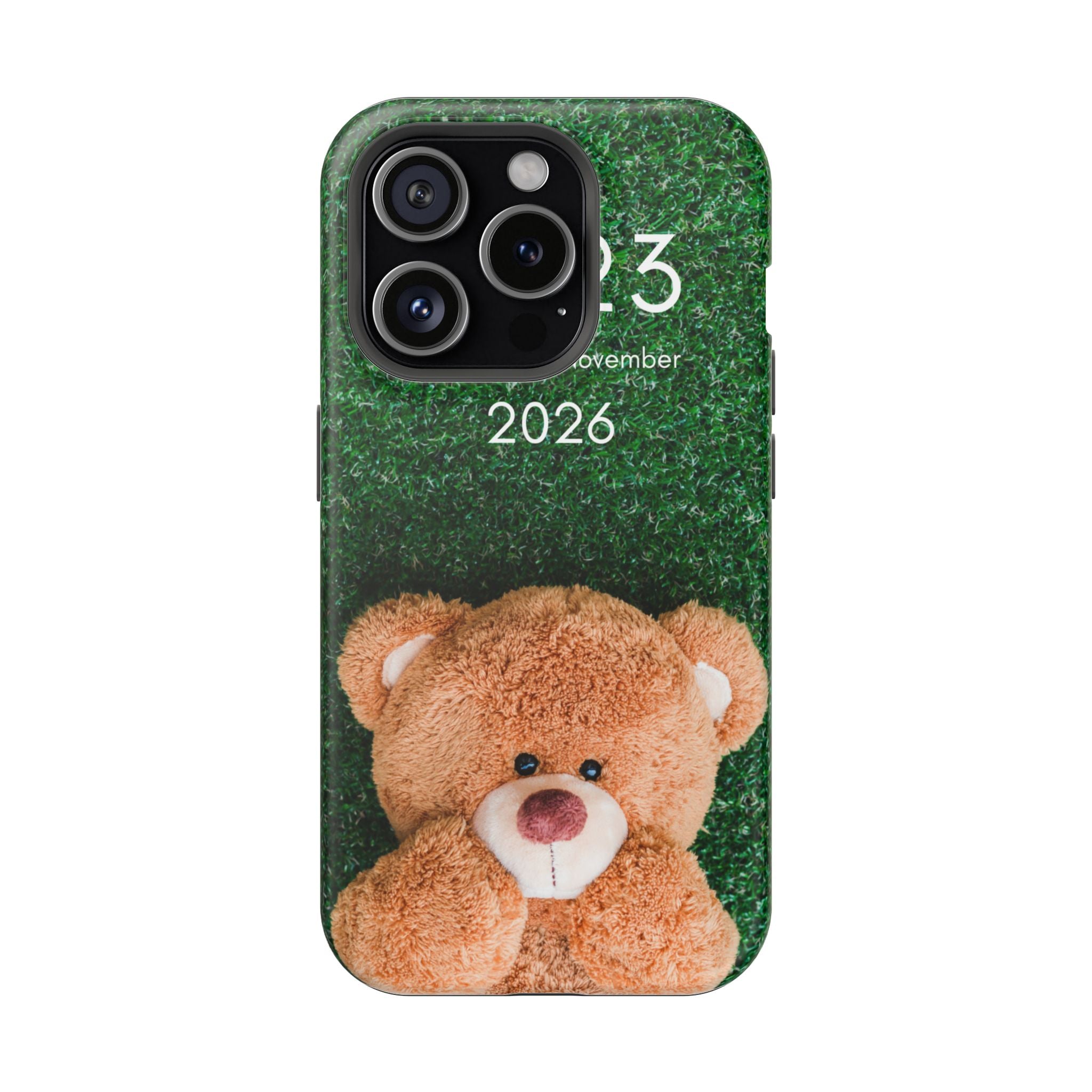 Teddy Bear Grass Phone Case — Cute Plush Toy Design Impact-Resistant Case