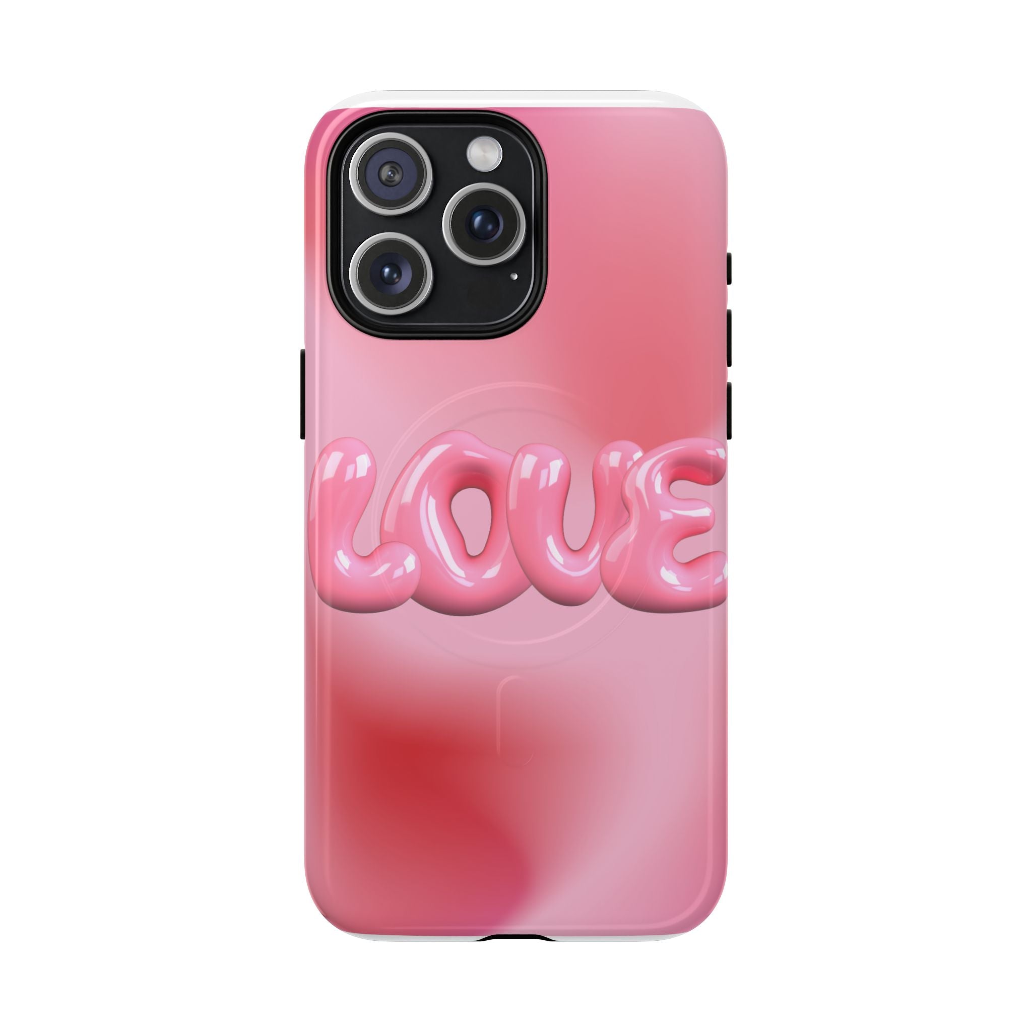 Phone Case — Pink "LOVE" 3D Bubble Tough Magnetic Protective Case