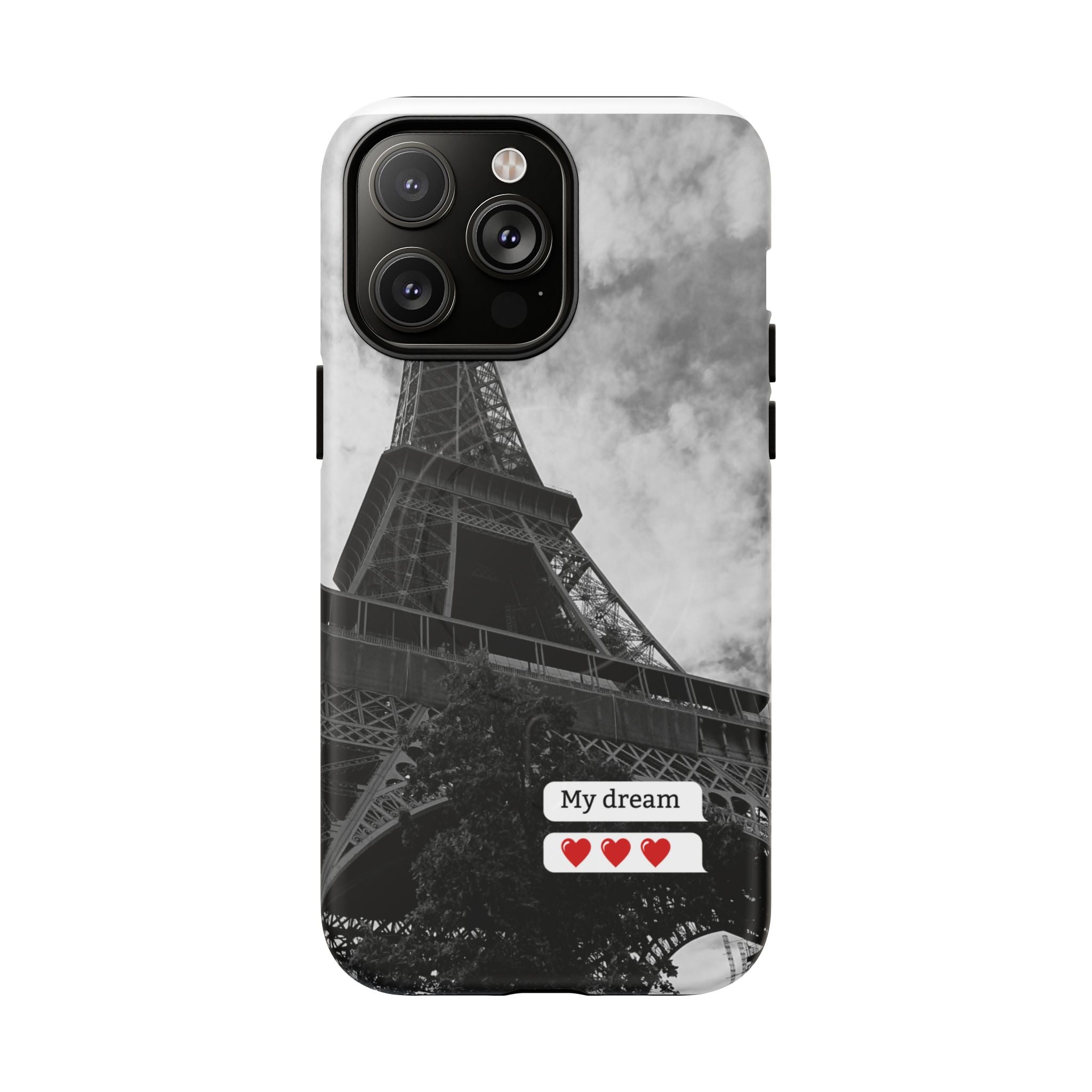 Eiffel Tower 'My Dream' Tough Magnetic Phone Case — Black & White Travel Protective Cover