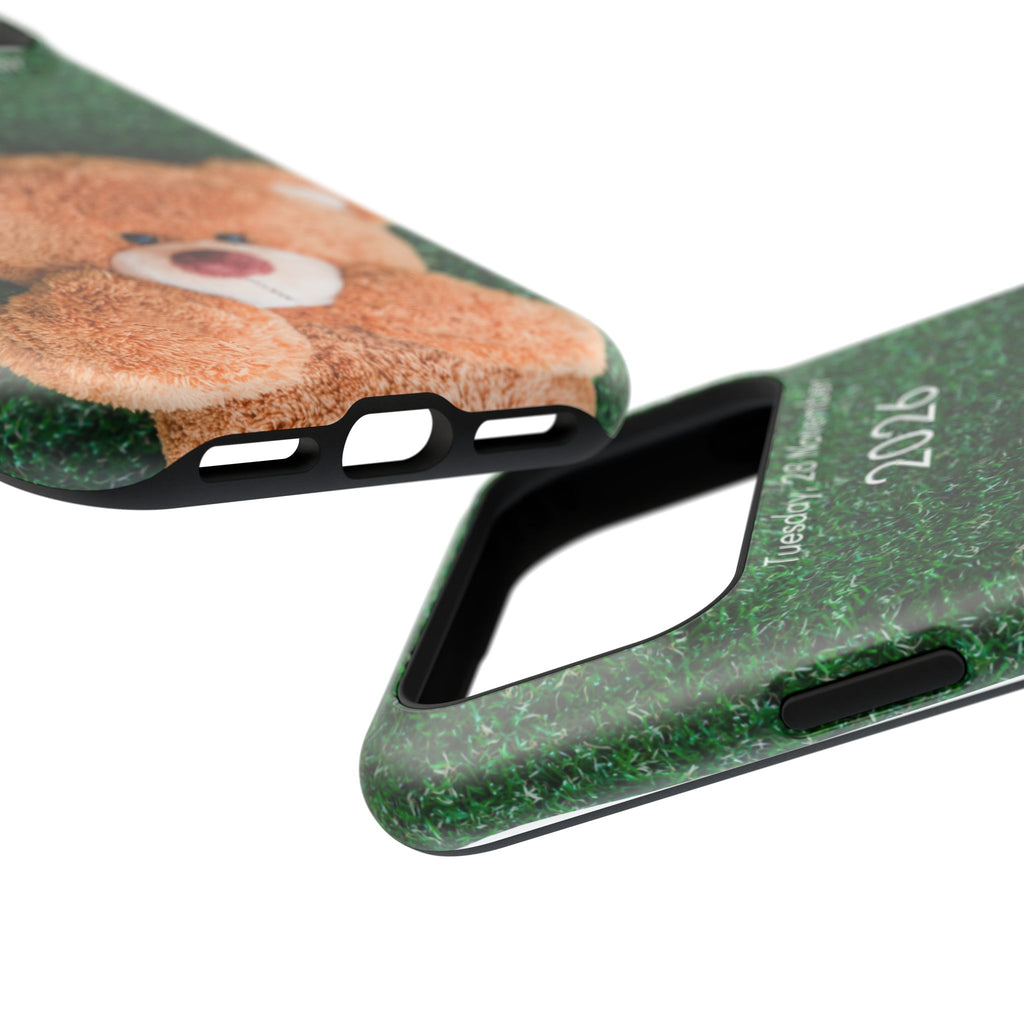 Teddy Bear Grass Phone Case — Cute Plush Toy Design Impact-Resistant Case