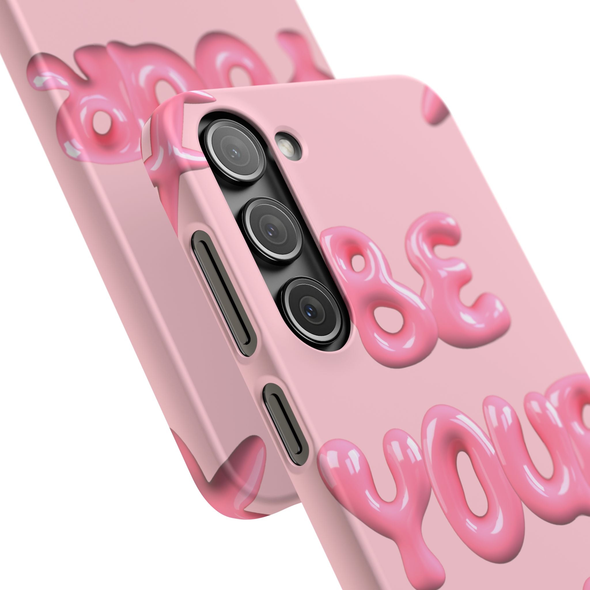 Phone Case — Pink "Be Yourself" Self-Love Protective Snap Case