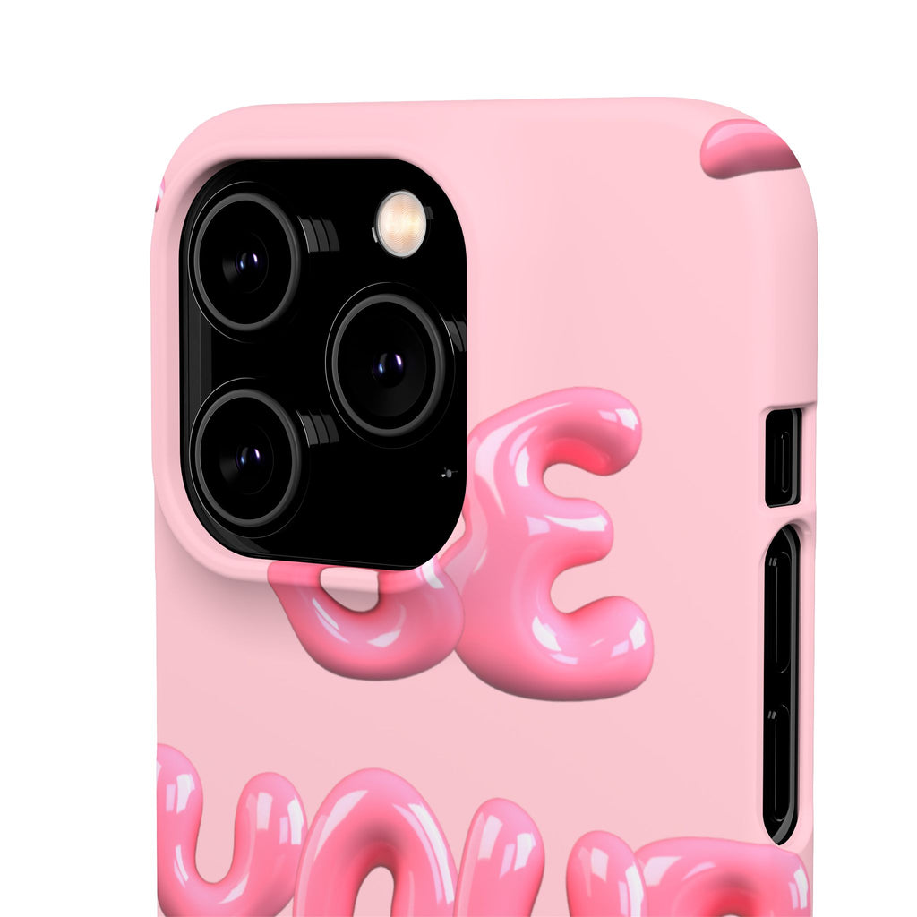 Phone Case - "Be Yourself" Pink Bubble Typography Snap Case