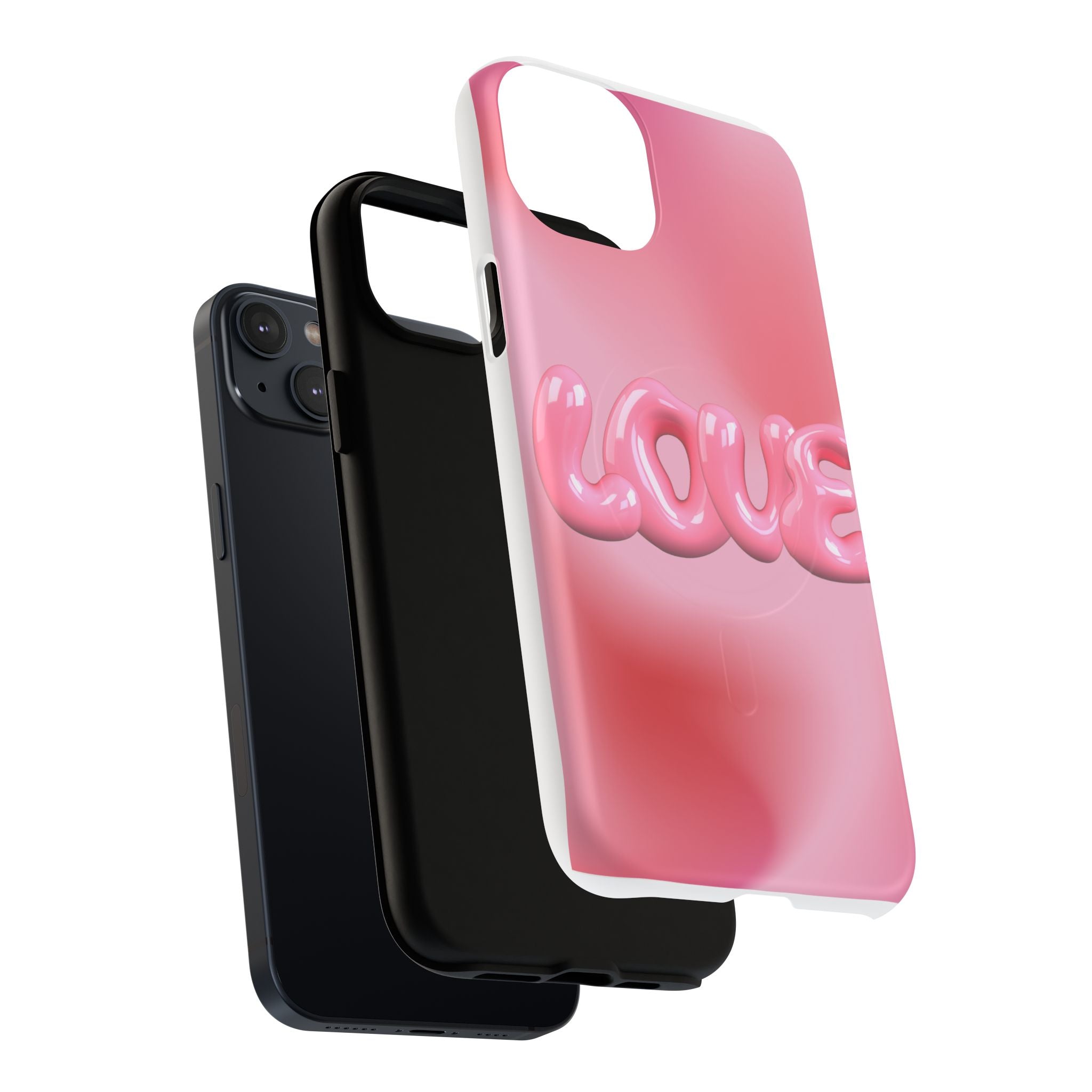 Phone Case — Pink "LOVE" 3D Bubble Tough Magnetic Protective Case