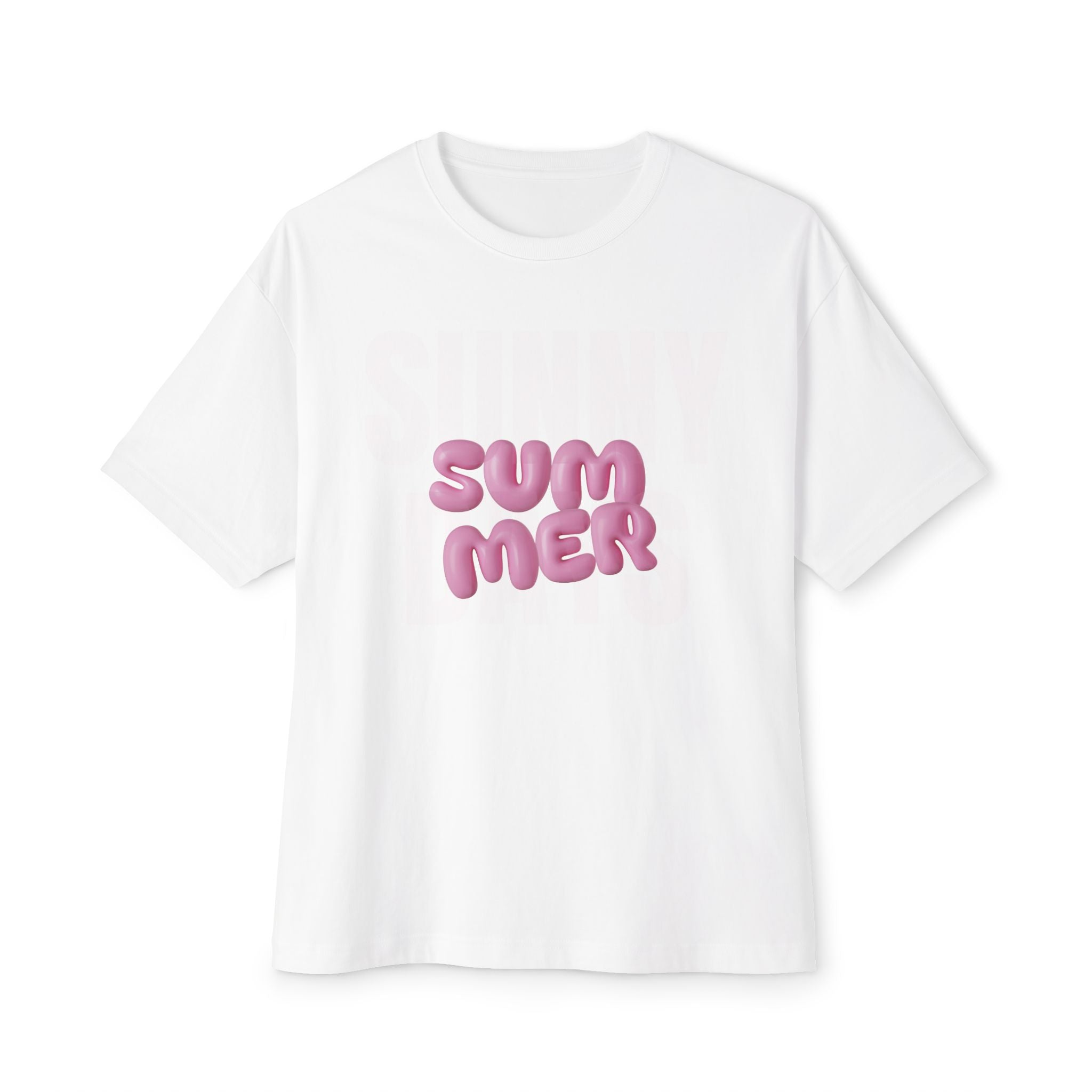 Unisex Summer Bubble Tee — Pink Puffed Letter Graphic T-Shirt