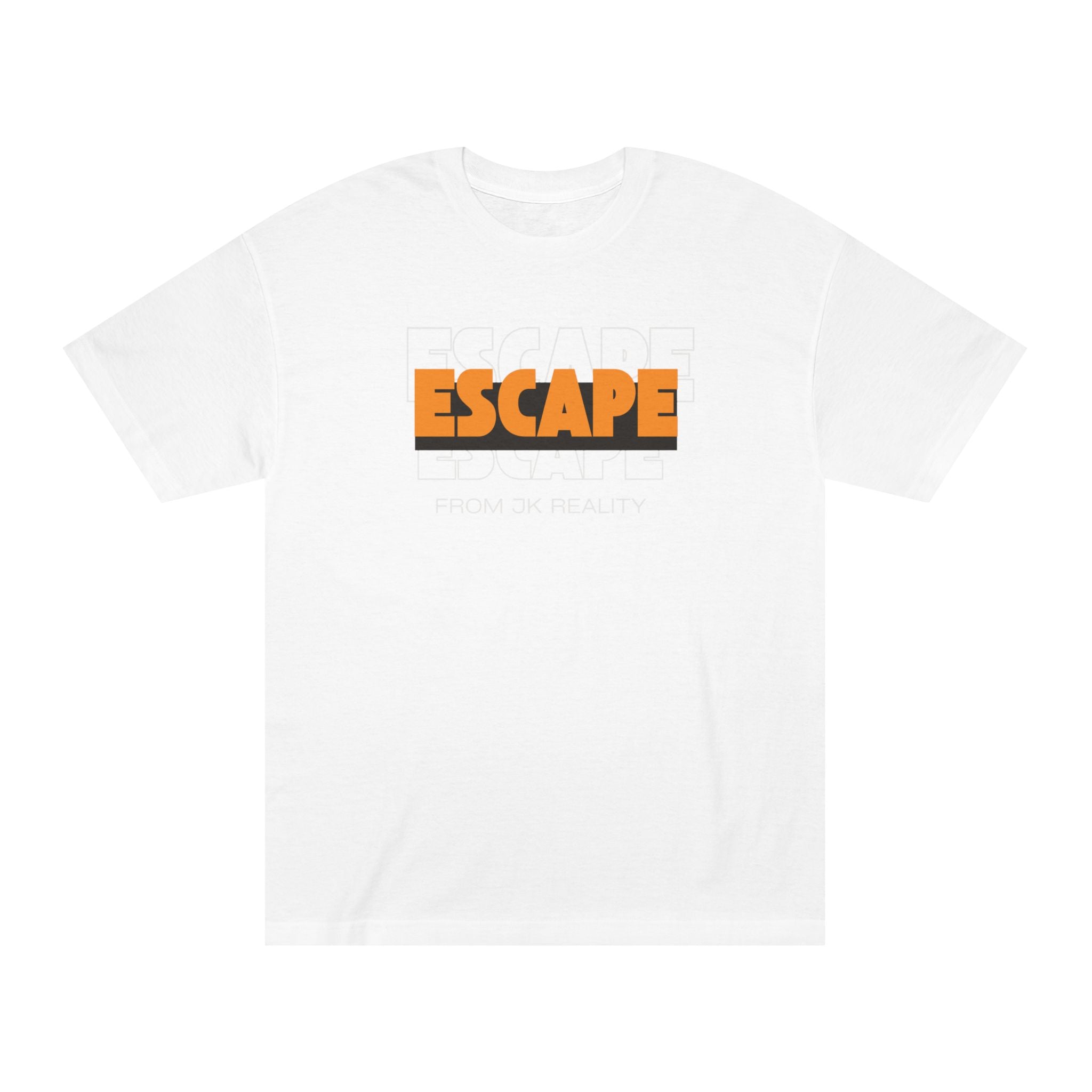 Escape Graphic Tee — Retro Orange Block Letter Unisex Shirt
