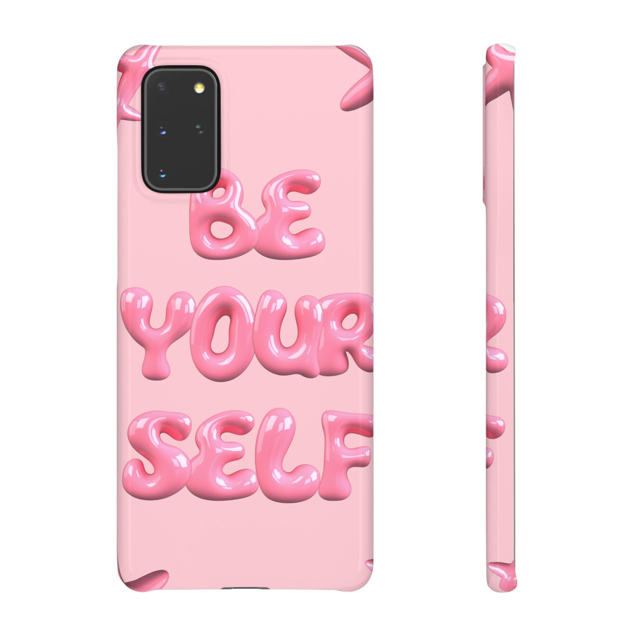 Phone Case - "Be Yourself" Pink Bubble Typography Snap Case