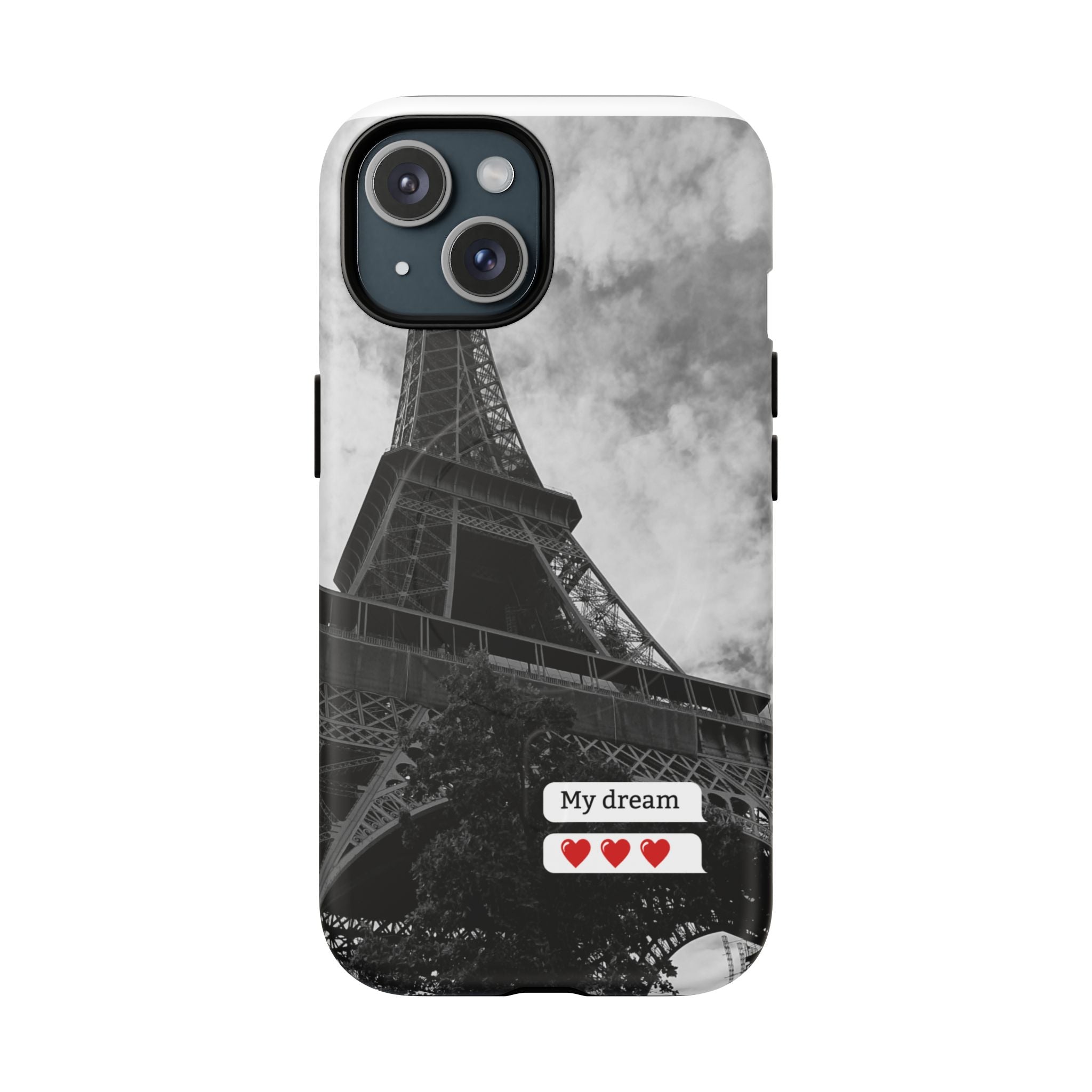 Eiffel Tower 'My Dream' Tough Magnetic Phone Case — Black & White Travel Protective Cover
