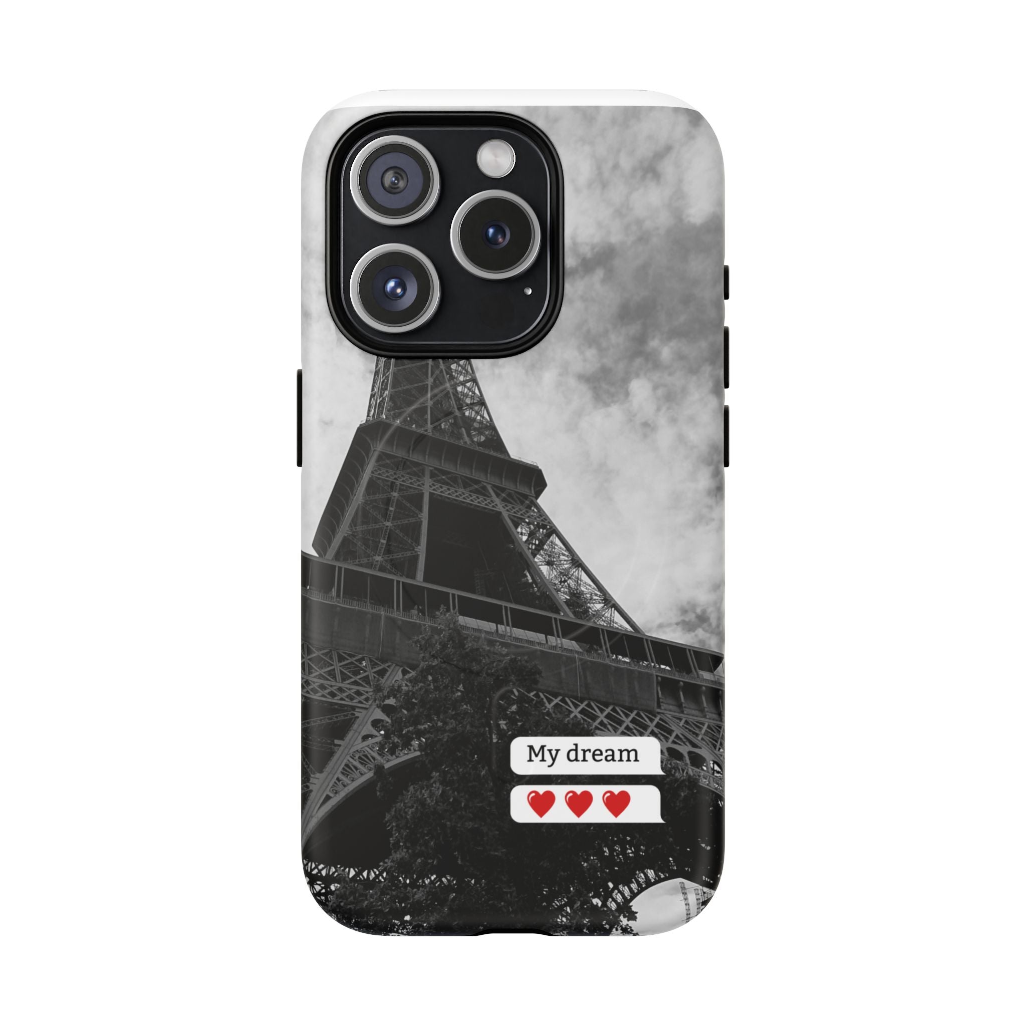 Eiffel Tower 'My Dream' Tough Magnetic Phone Case — Black & White Travel Protective Cover