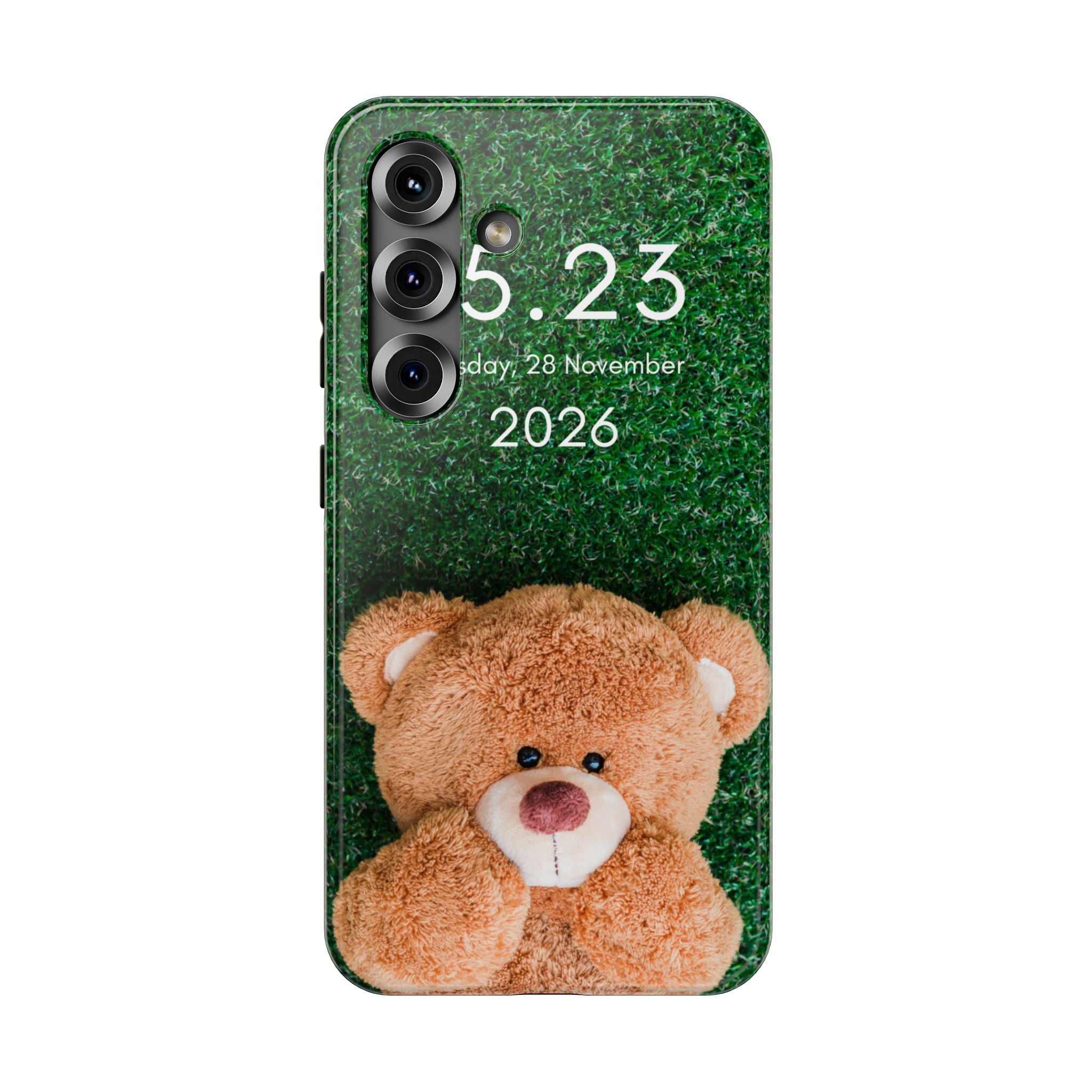 Teddy Bear Grass Phone Case — Cute Plush Toy Design Impact-Resistant Case