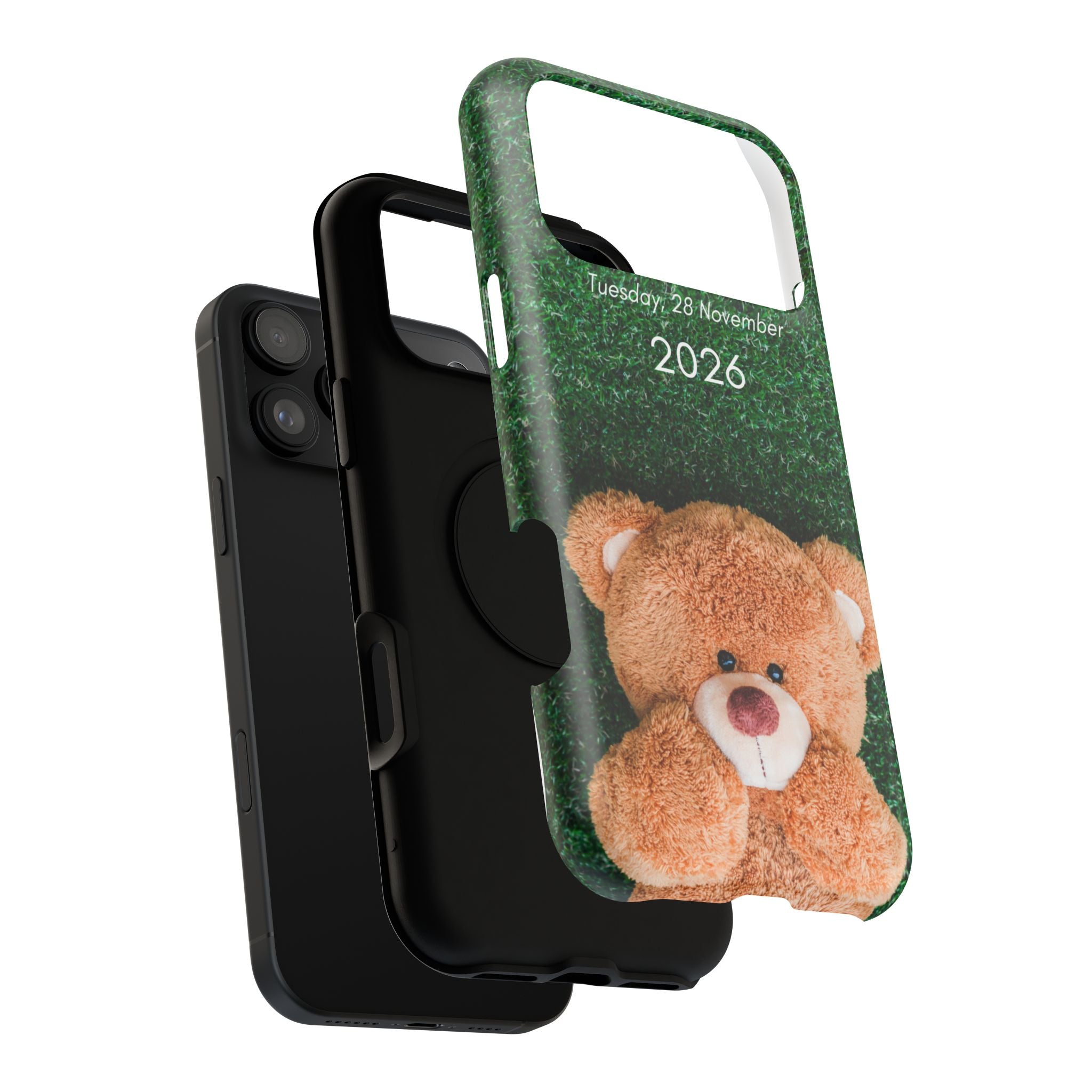 Teddy Bear Grass Phone Case — Cute Plush Toy Design Impact-Resistant Case