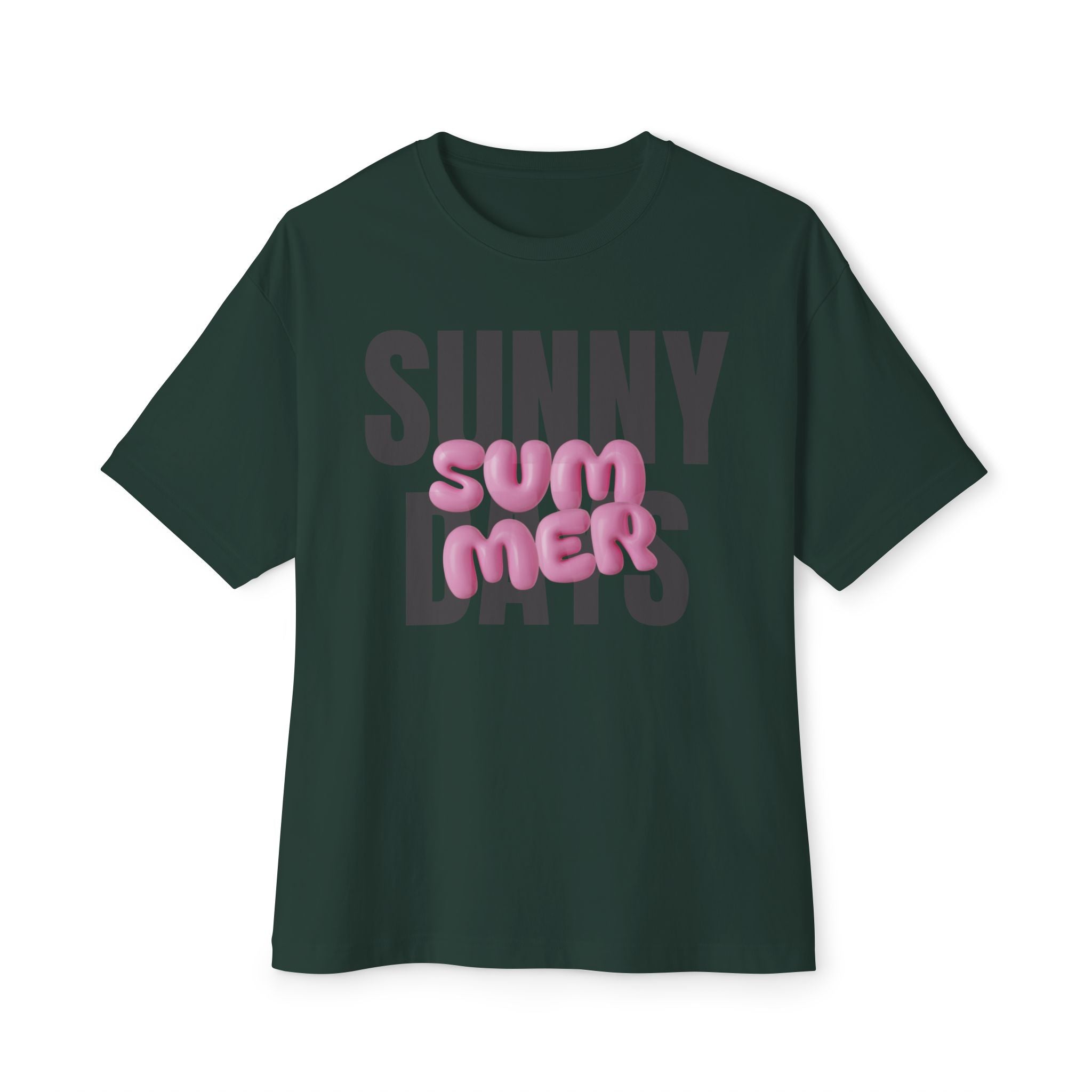 Unisex Summer Bubble Tee — Pink Puffed Letter Graphic T-Shirt
