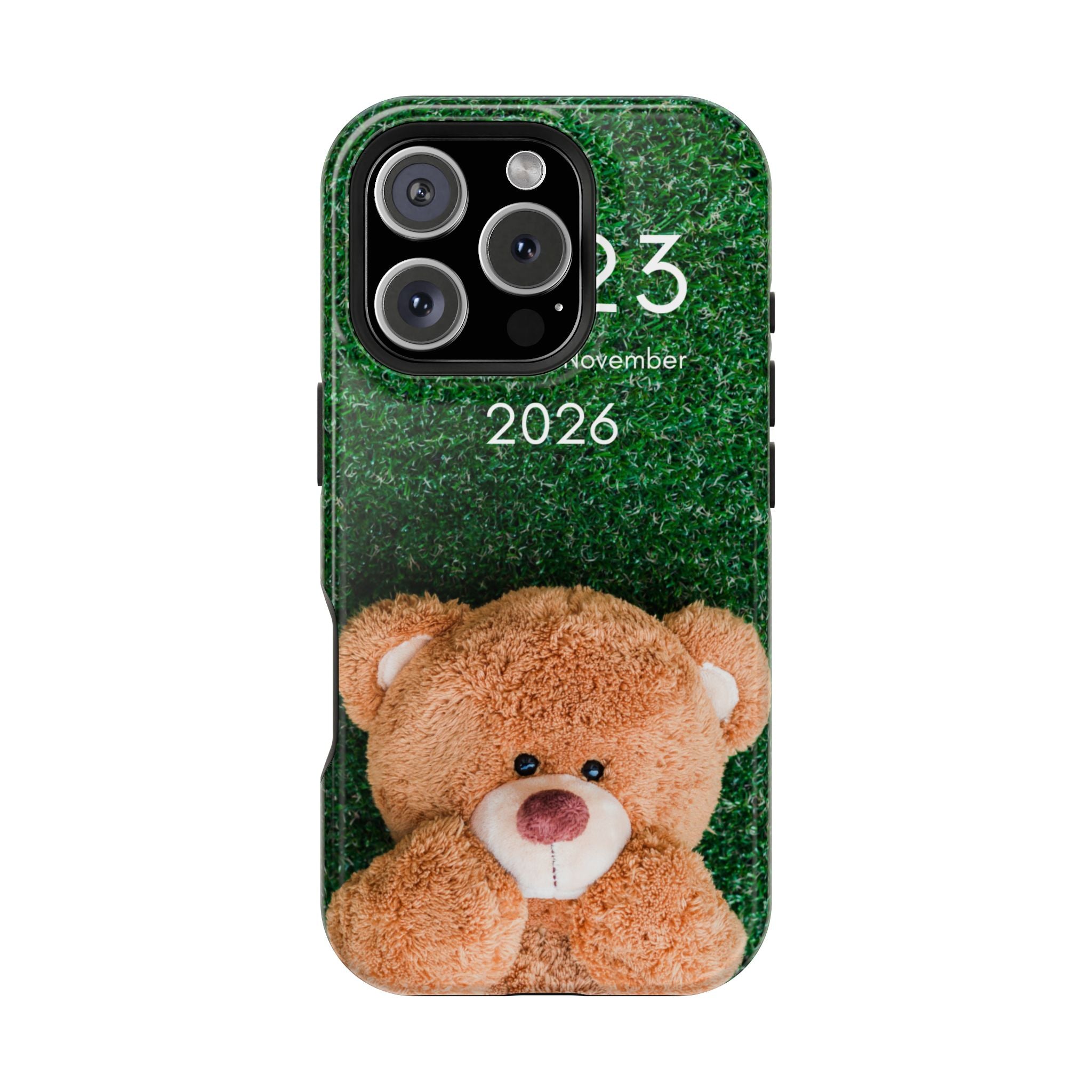 Teddy Bear Grass Phone Case — Cute Plush Toy Design Impact-Resistant Case