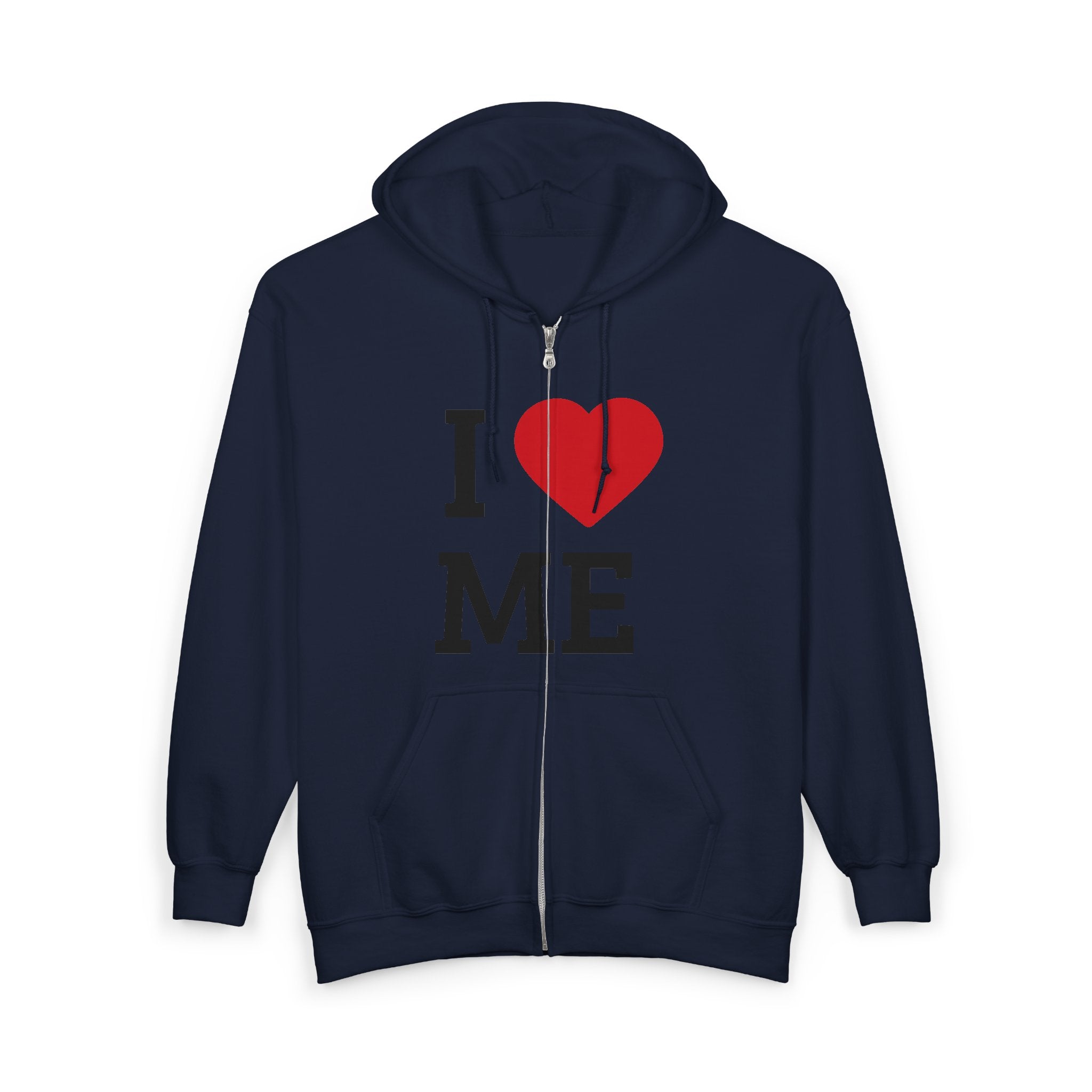 Unisex I  Me Full-Zip Hoodie — Self-Love Heart Zip-Up Sweatshirt