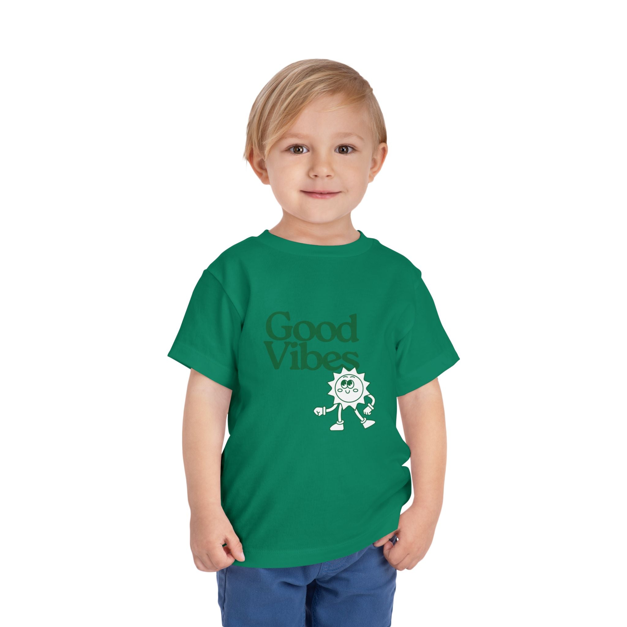 Good Vibes Toddler Tee — Cute Retro Sun Graphic Kids T‑Shirt